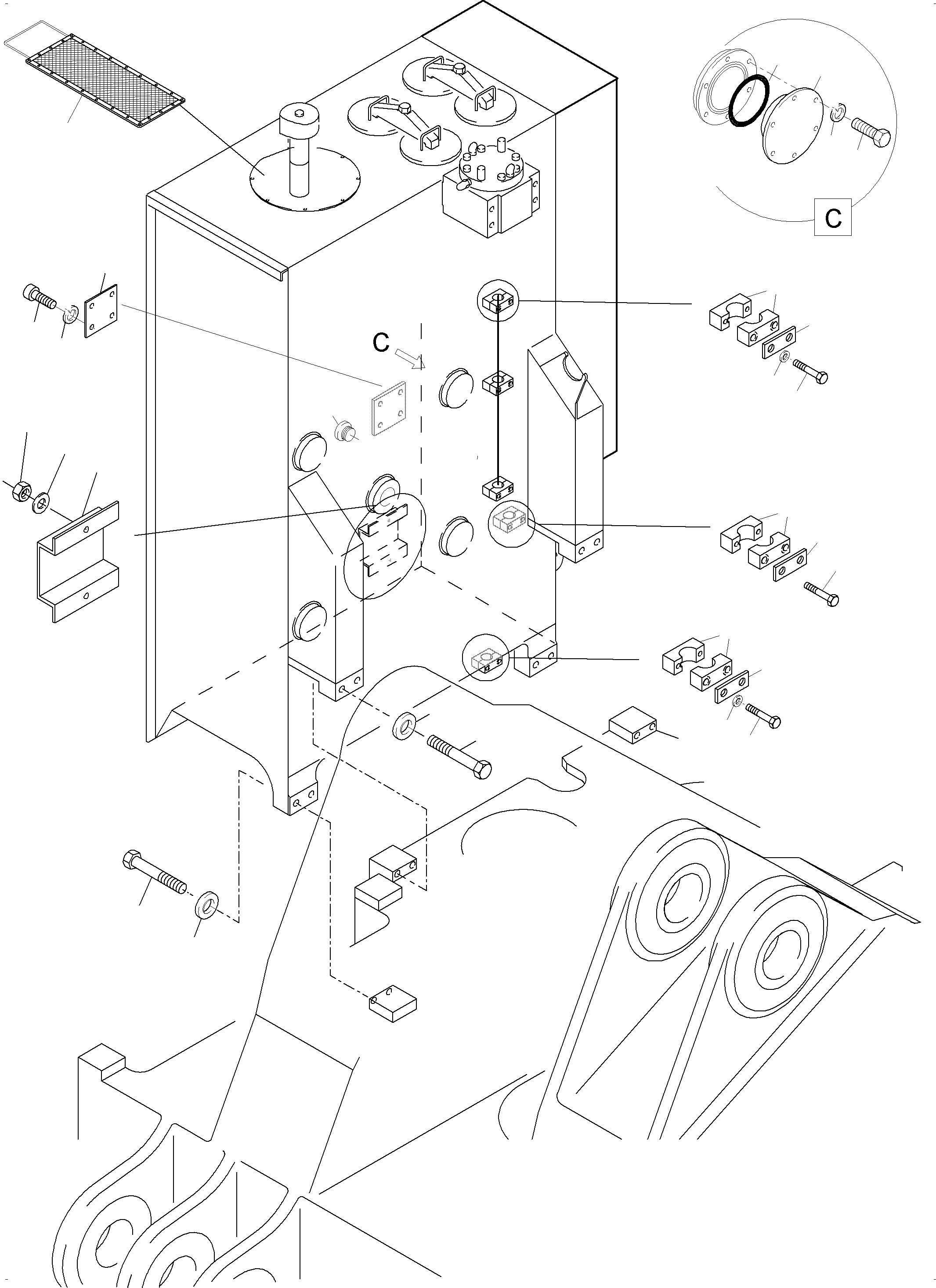 Komatsu parts book diagram for PC3000-6 S/N 46235: MAIN OIL TANK