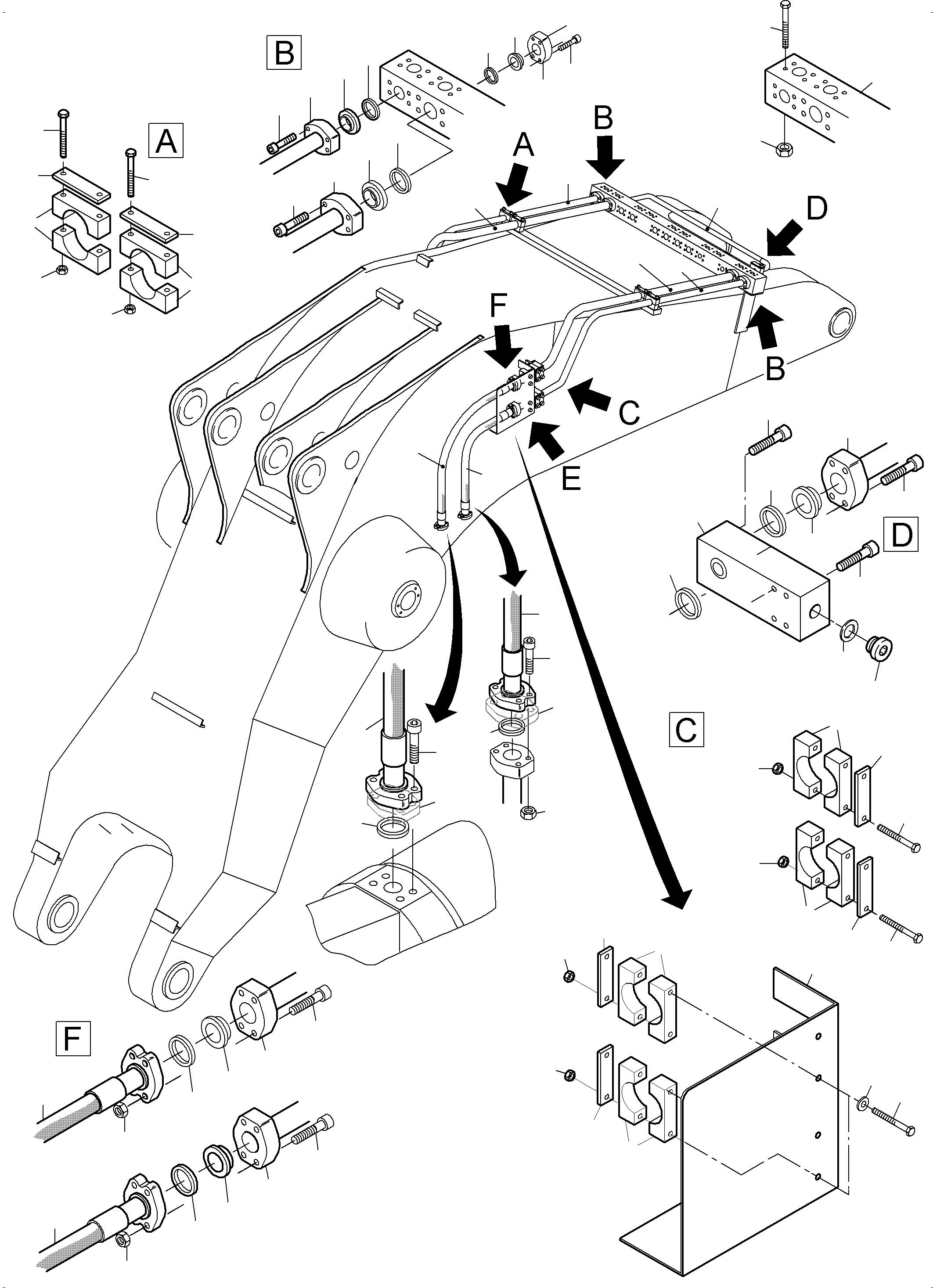 Komatsu parts book diagram for PC3000-6 S/N 46235: BACKHOE BOOM 8.6M