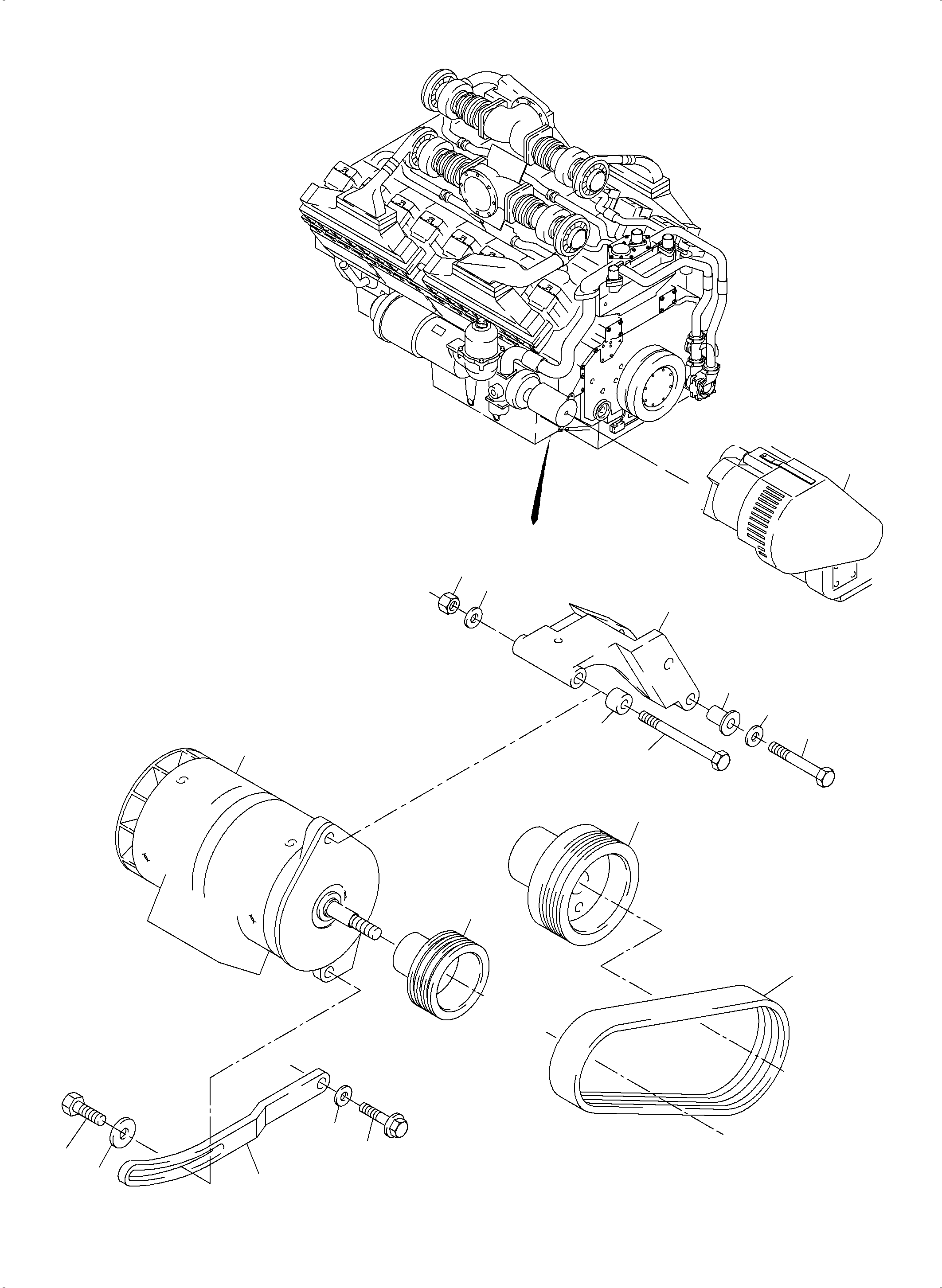Excavators Mining Komatsu / PC3000-6 S/N 46236(g46236) / Alternator arrangement(485-1297b : 485-1297b)