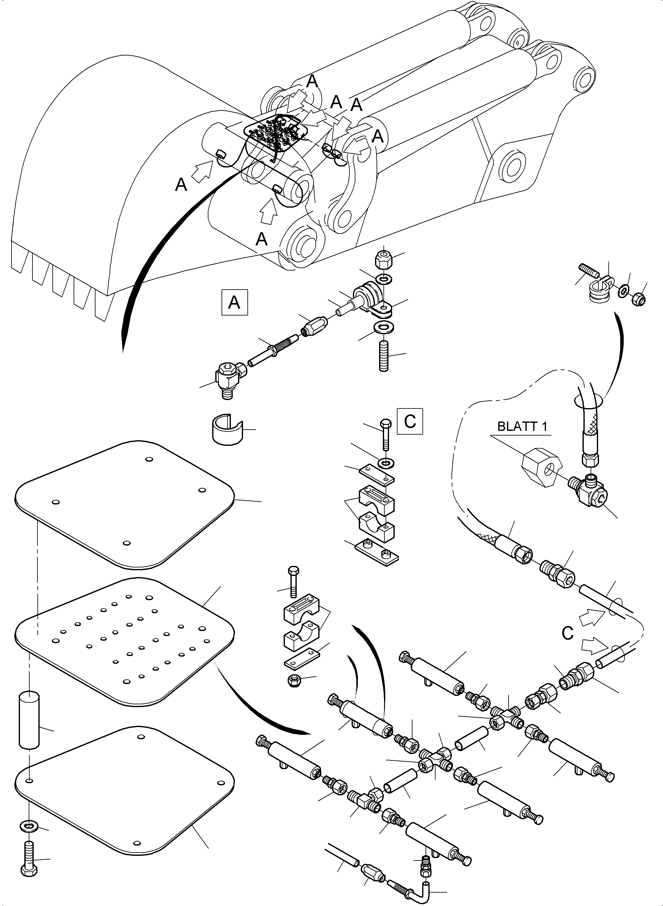 Excavators Mining Komatsu / PC3000-6 S/N 46240(g46240) / Central lubrication - Stick BH 4.0 m(485-2372k : 485-2372k)
