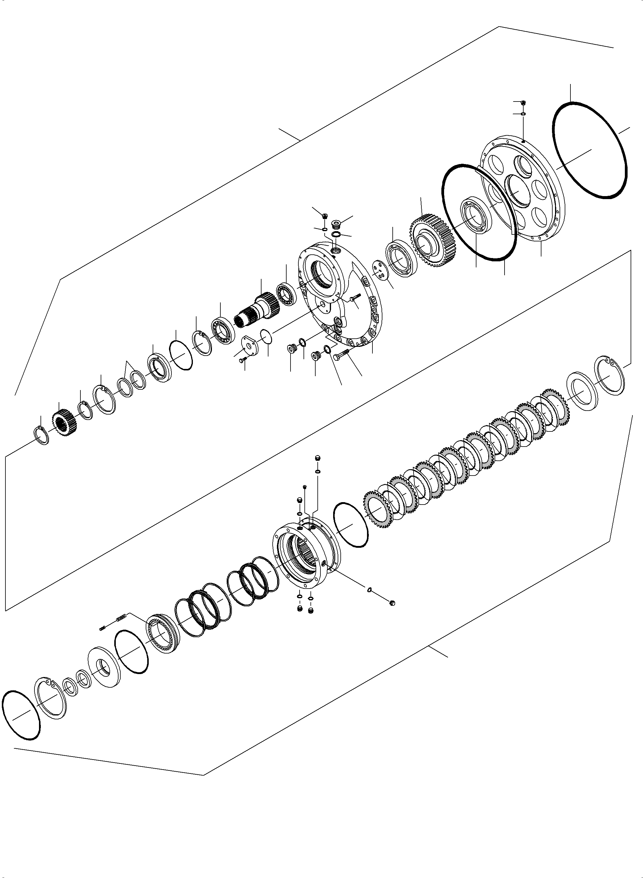 Komatsu parts book diagram for PC3000-6 S/N 46243: DRIVE GEAR BOX