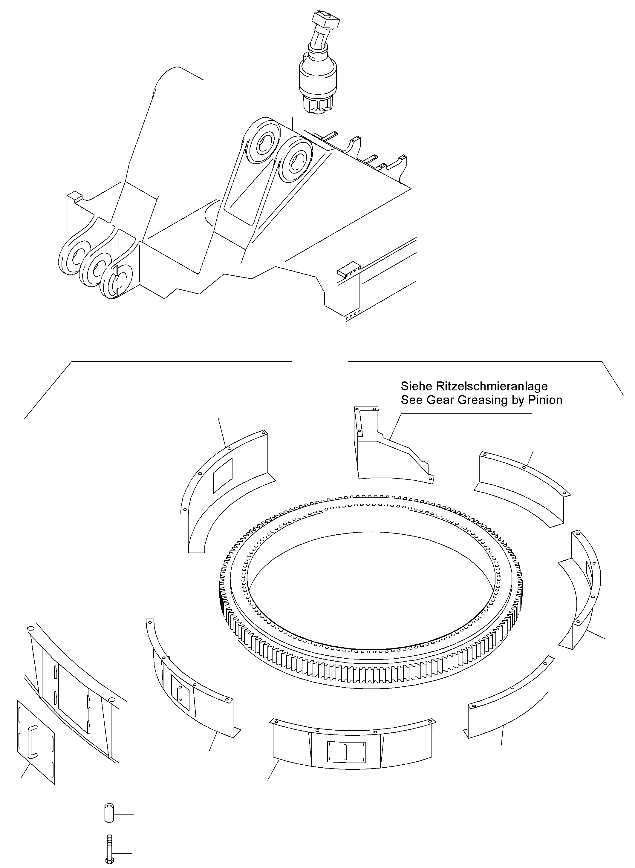 Komatsu parts book diagram for PC3000-6 S/N 46243: SLEW RING PROTECTION