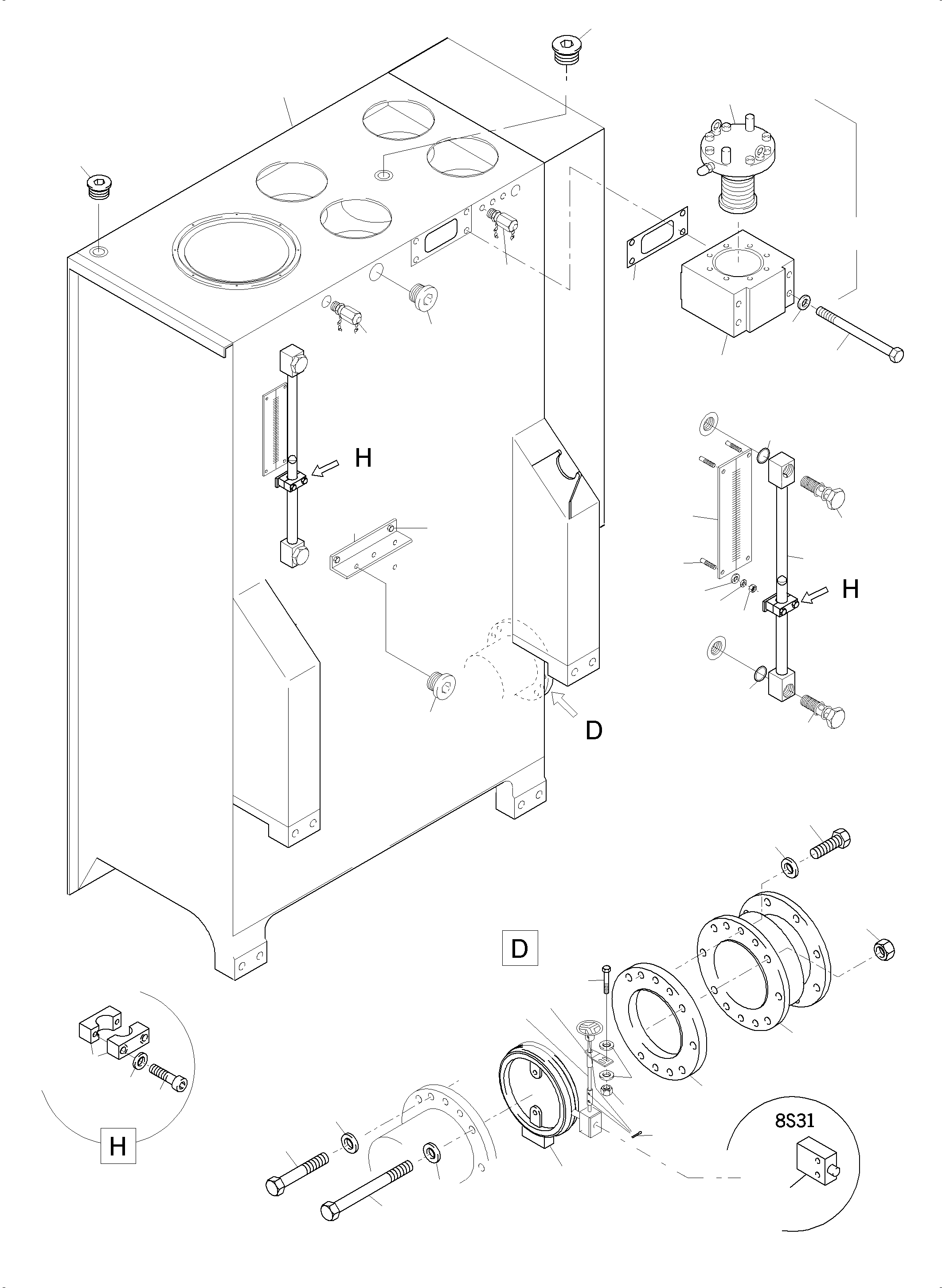 Komatsu parts book diagram for PC3000-6 S/N 46243: MAIN OIL TANK
