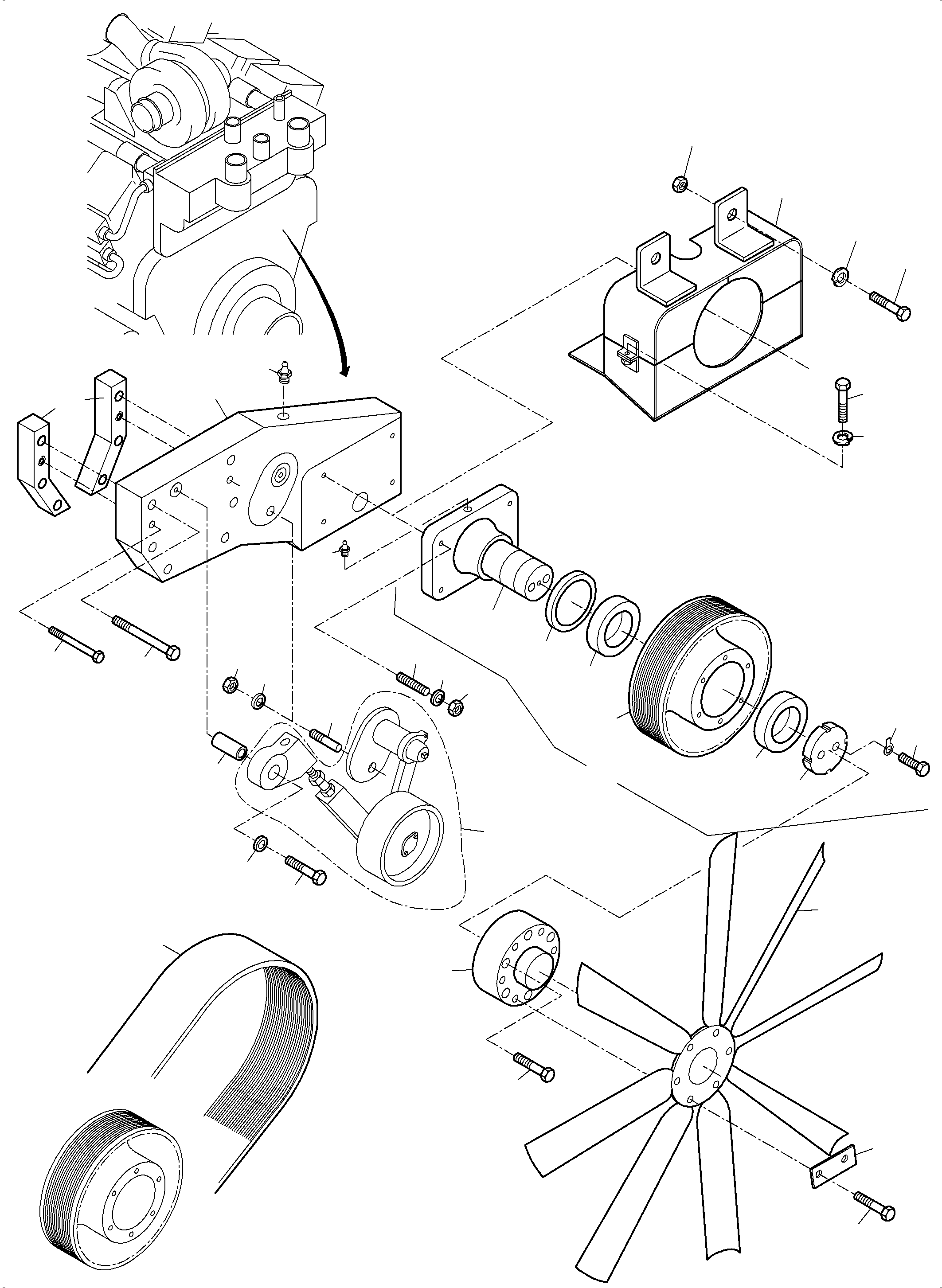Komatsu parts book diagram for PC3000-6 S/N 46243: FAN DRIVE