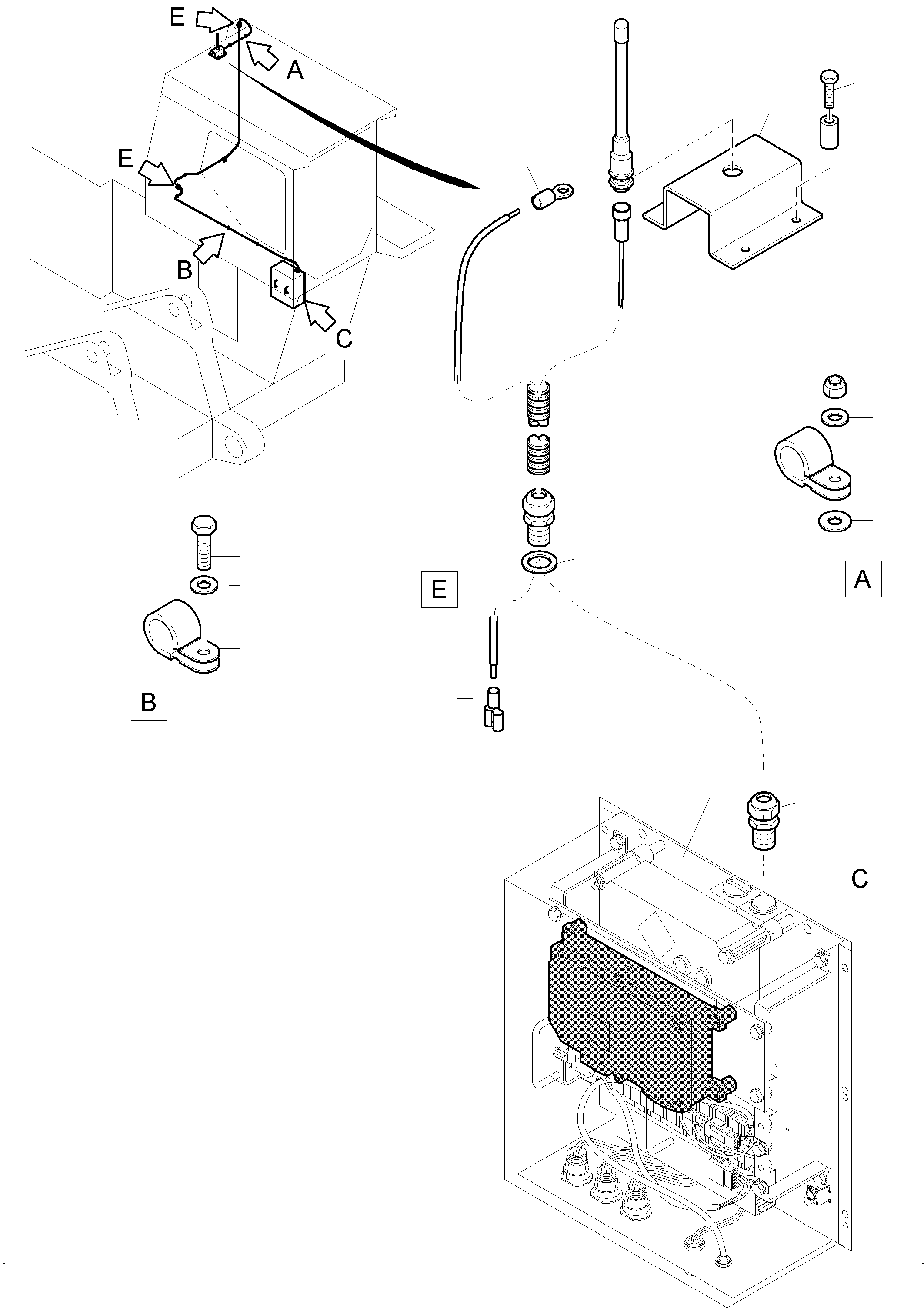 Komatsu parts book diagram for PC3000-6 S/N 46243: KOMTRAX - ARRANGEMENT