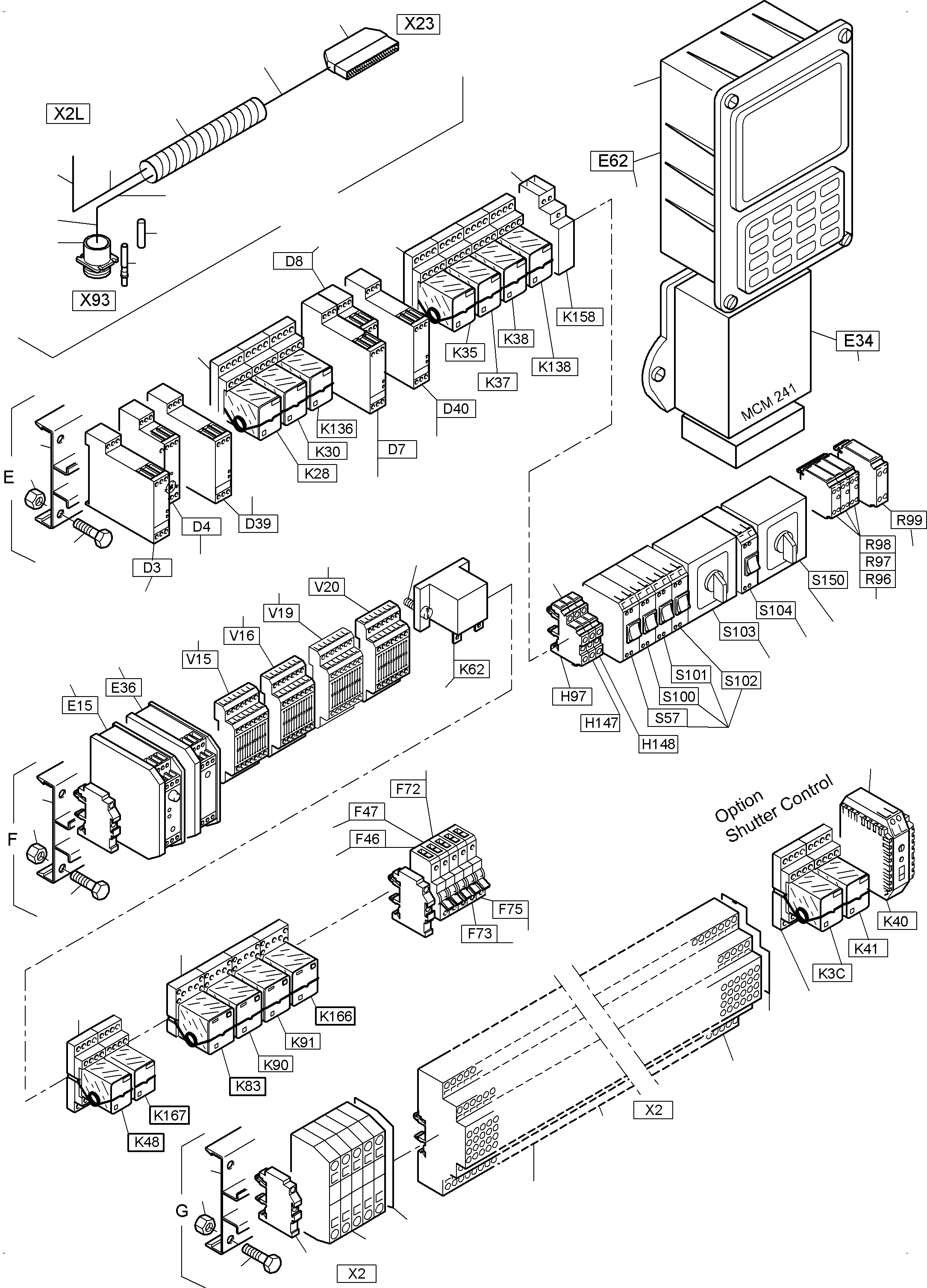 Komatsu parts book diagram for PC3000-6 S/N 46243: MAIN SWITCH BOX X2