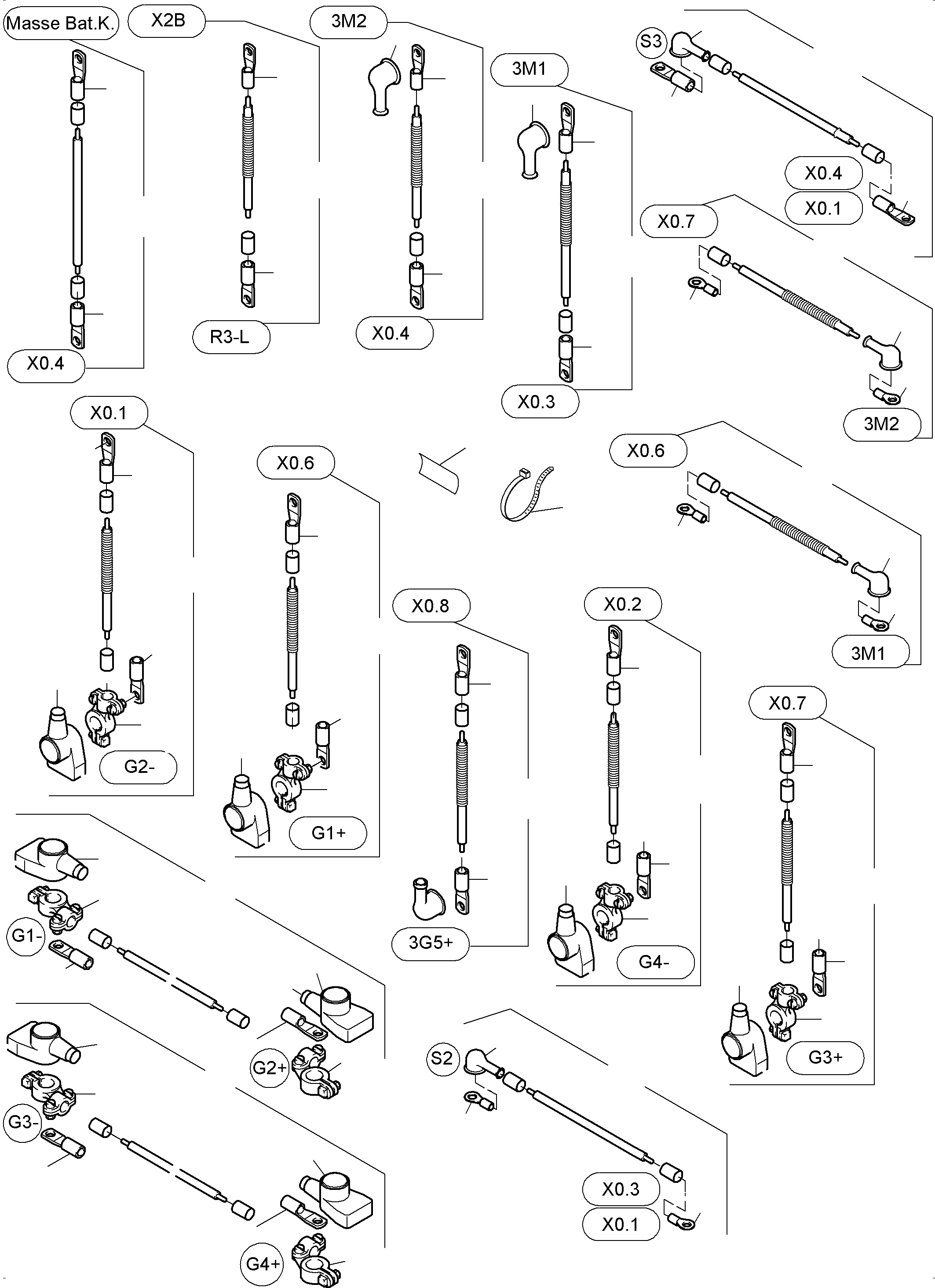Komatsu parts book diagram for PC3000-6 S/N 46243: BATTERIES WITH CABLES