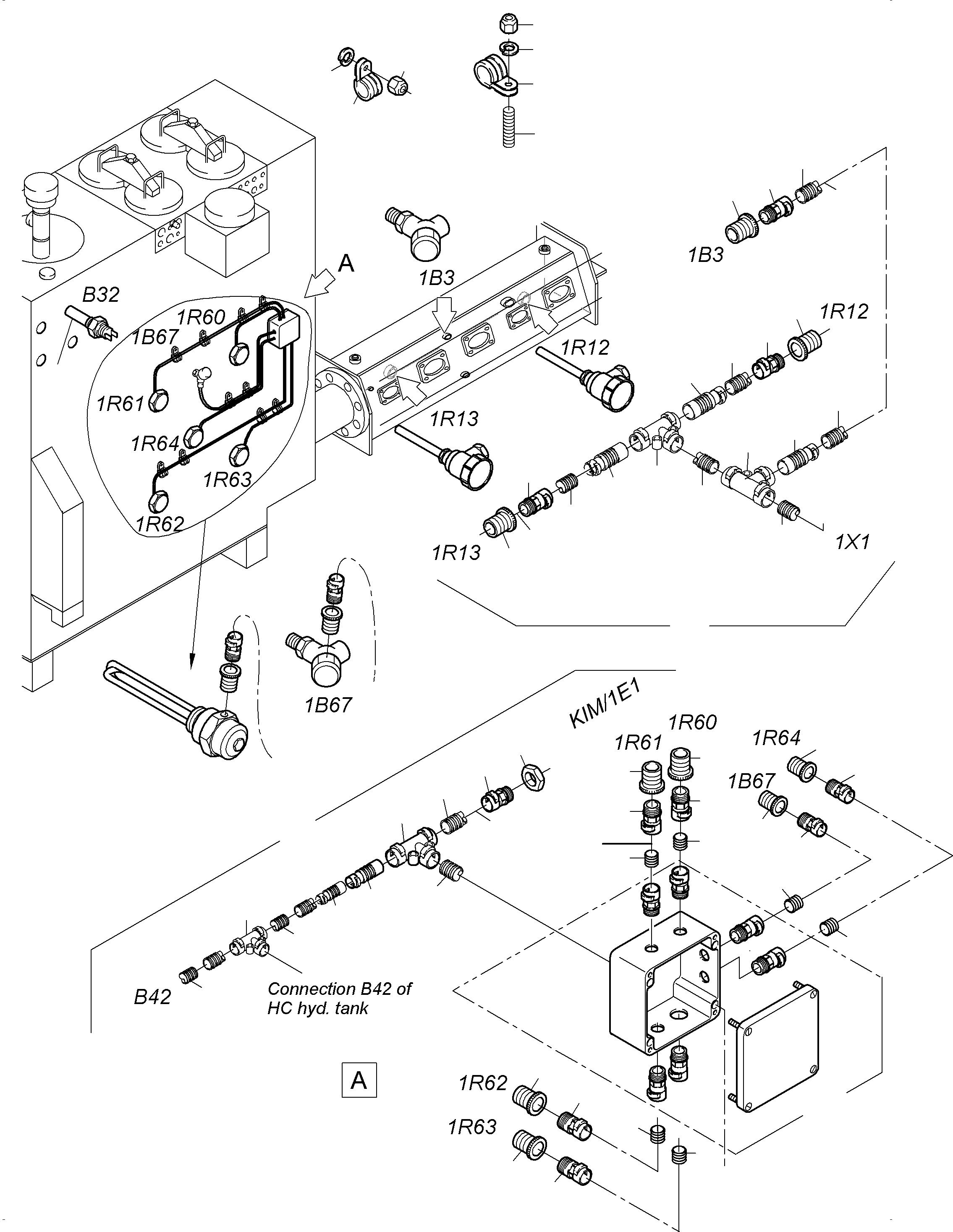 Komatsu parts book diagram for PC3000-6 S/N 46243: CABLES - TEMPERATURE CONDITIONING