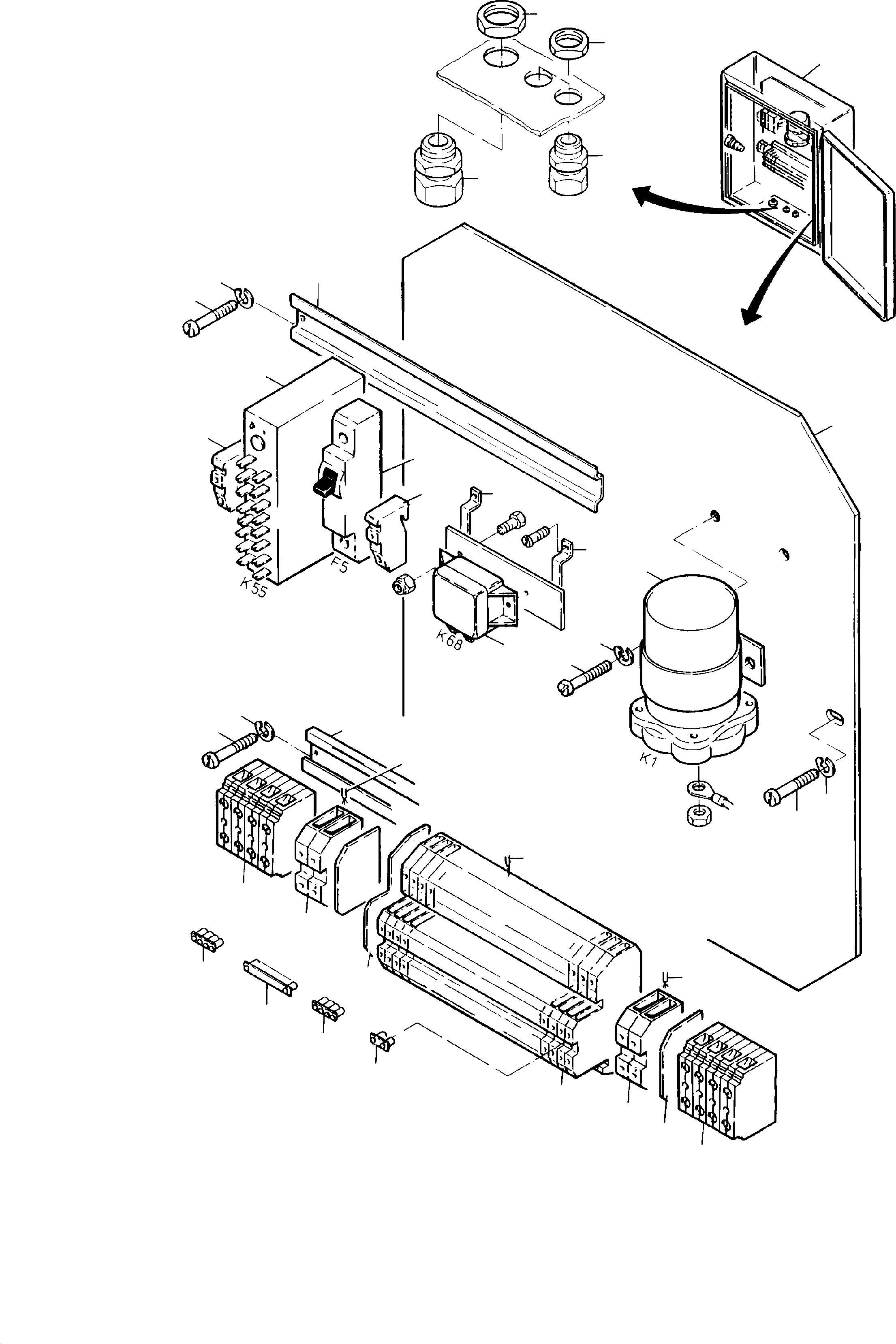 Komatsu parts book diagram for H135S S/N 61064: SWITCH BOX - ENGINE