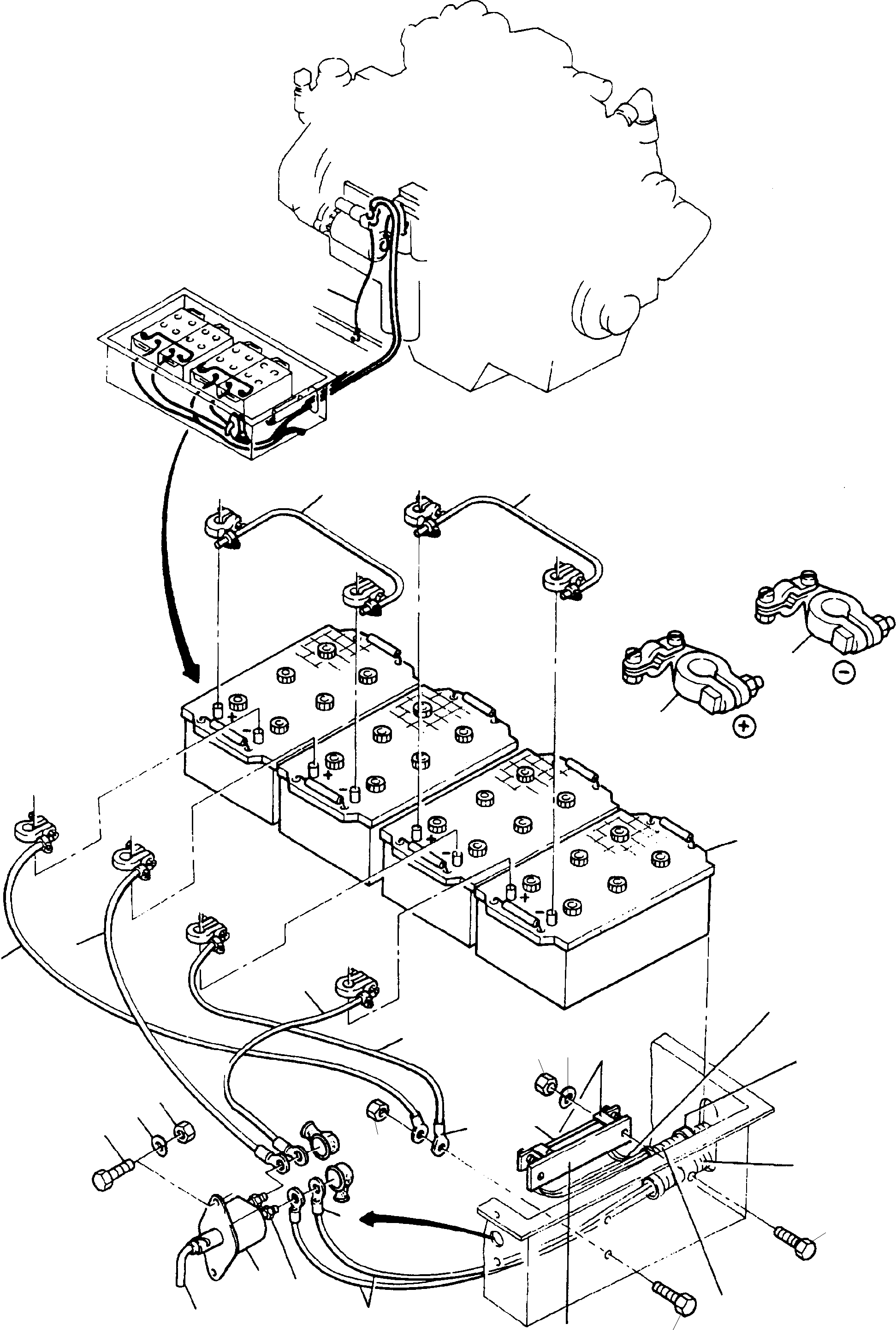 Komatsu parts book diagram for H135S S/N 61064: BATTERIES WITH CABLES