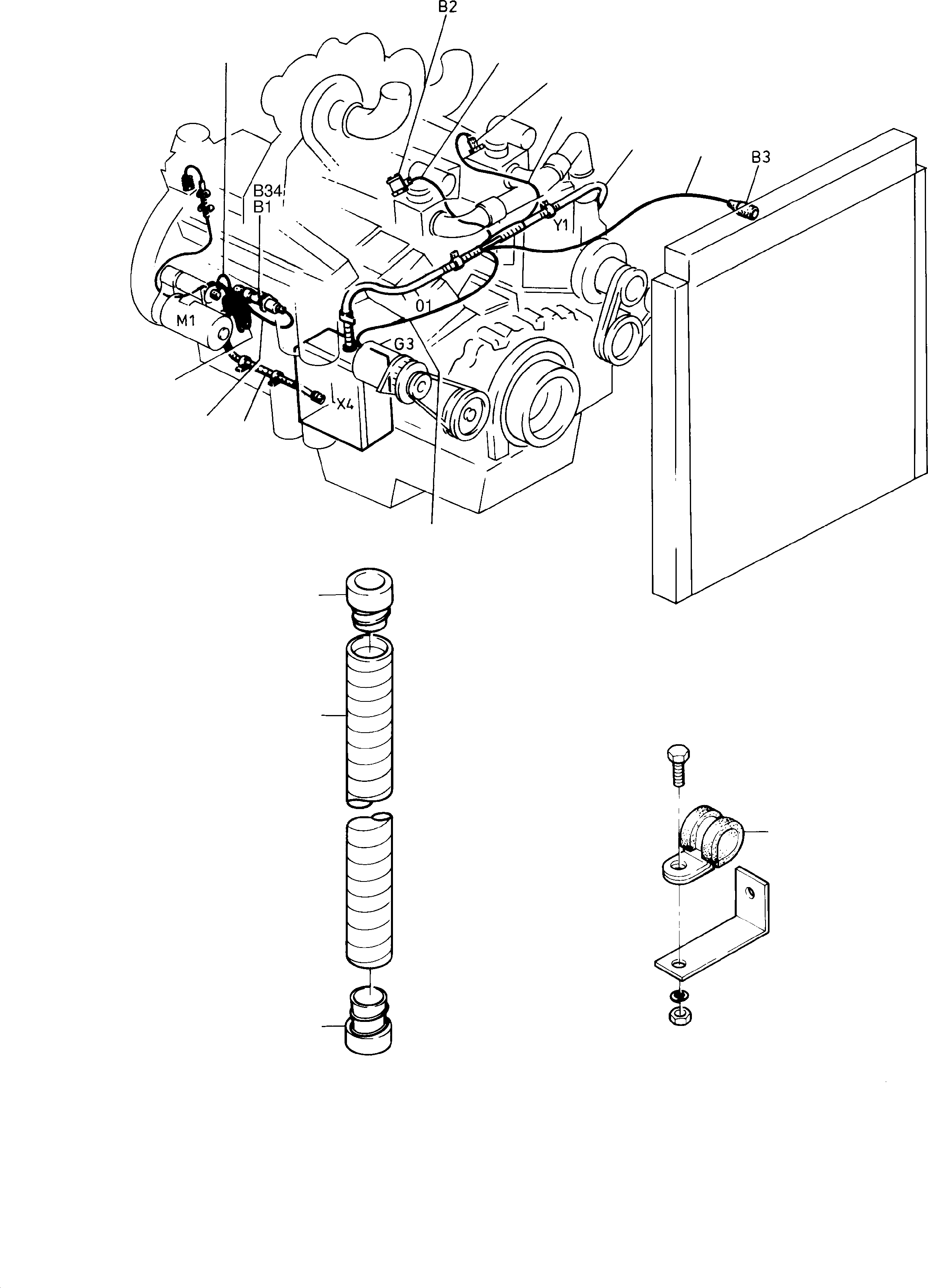 Komatsu parts book diagram for H135S S/N 61064: WIRE LAYOUT - ENGINE, CU