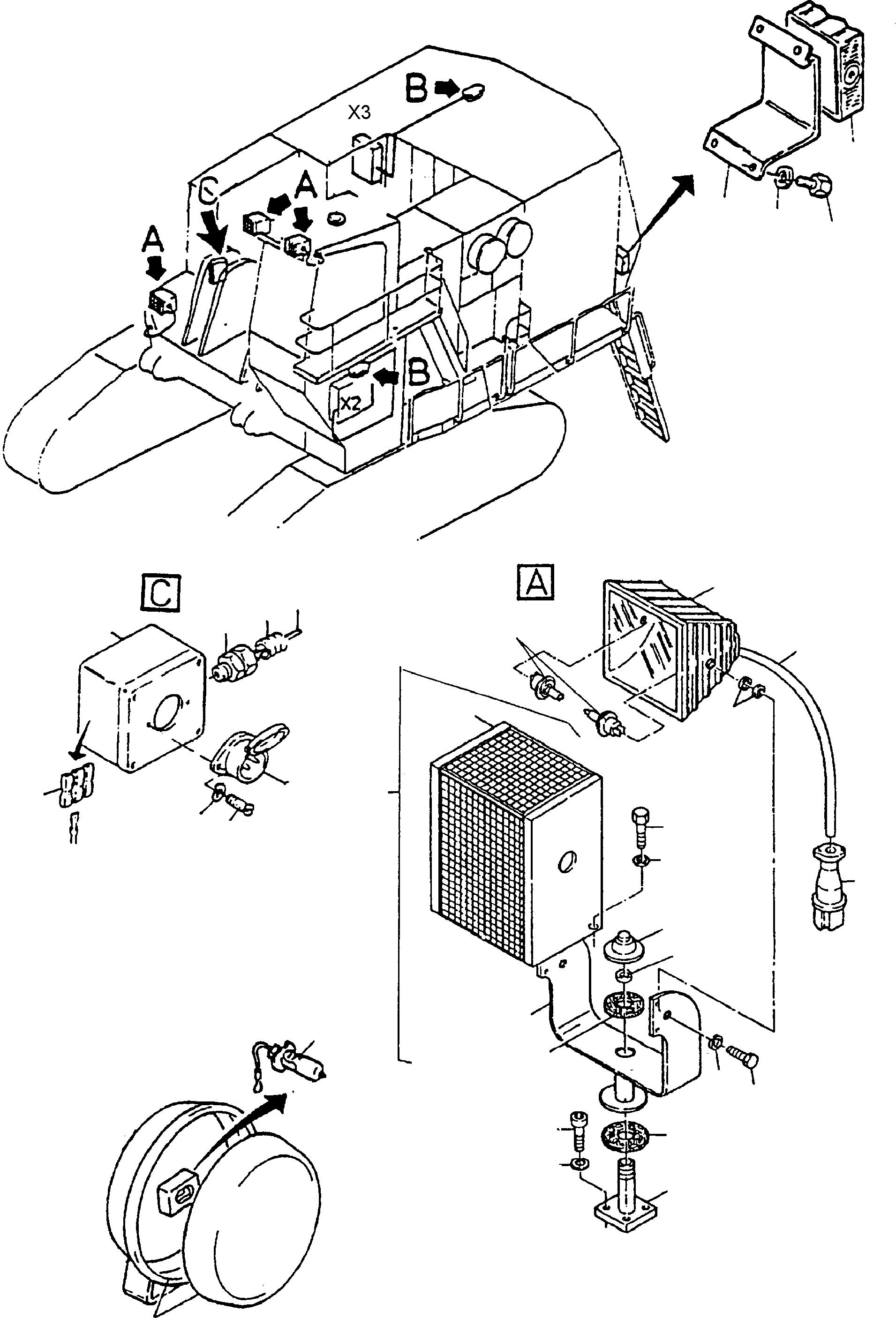 Komatsu parts book diagram for H135S S/N 61064: STANDARD LIGHTING EQUIPMENT