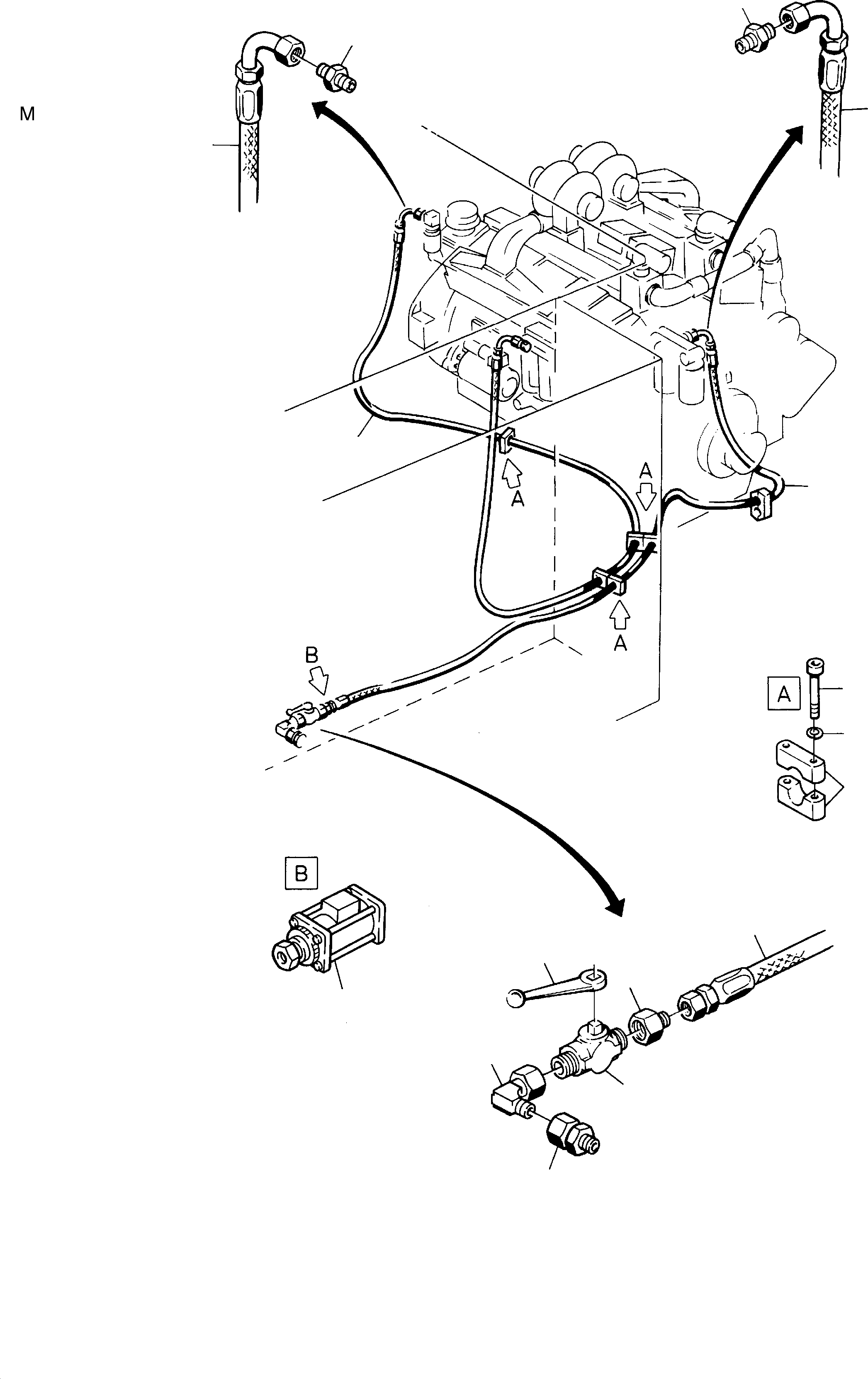 Komatsu parts book diagram for H135S S/N 61064: FUEL LINES, CU-ENGINE