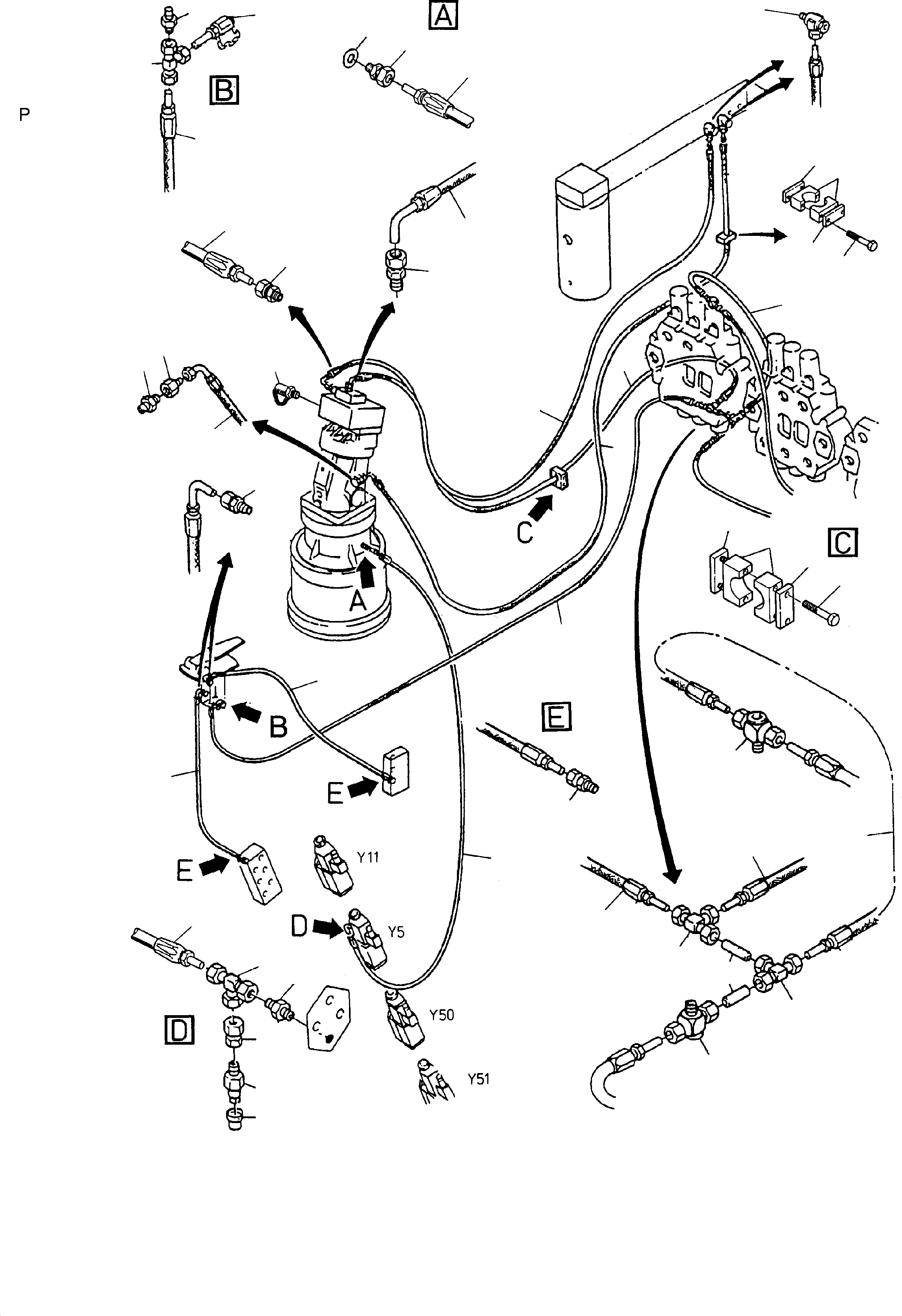 Komatsu parts book diagram for H135S S/N 61064: CONTROL BLOCKS - SLEWGEAR