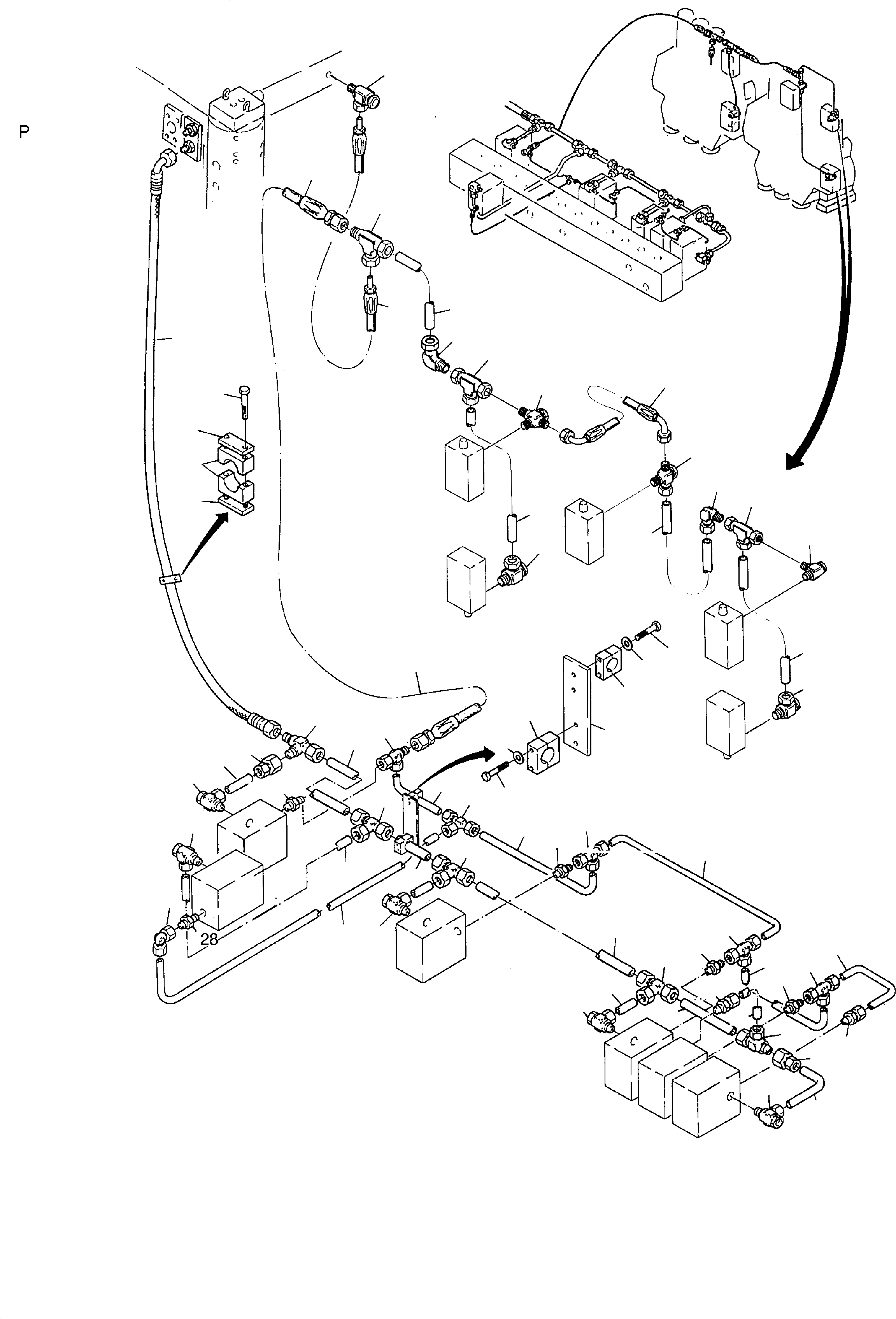 Komatsu parts book diagram for H135S S/N 61064: CONTROL- AND TANC LINES, CONTROL BLOCKS