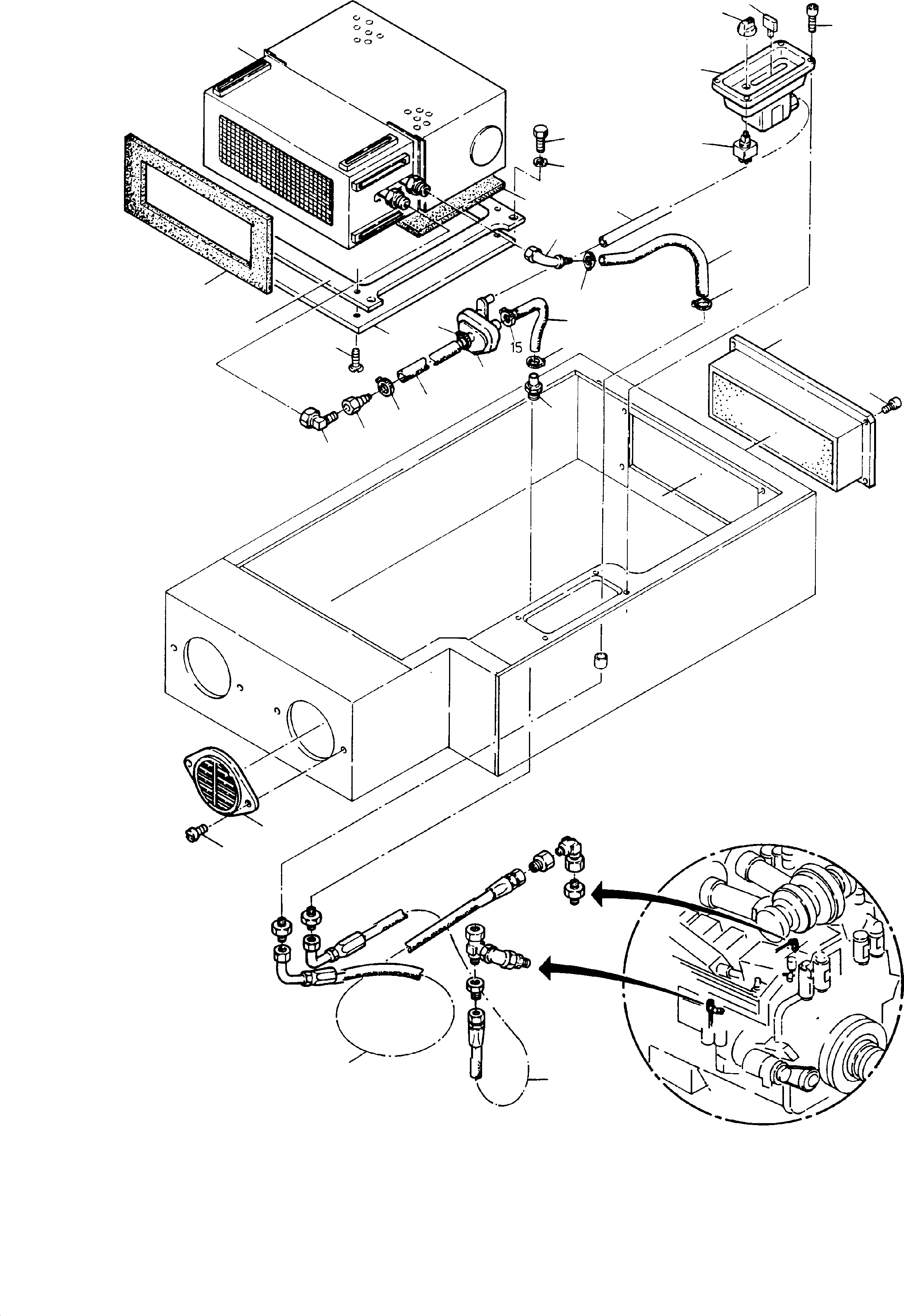 Komatsu parts book diagram for H135S S/N 61064: HOT-WATER-HEATER