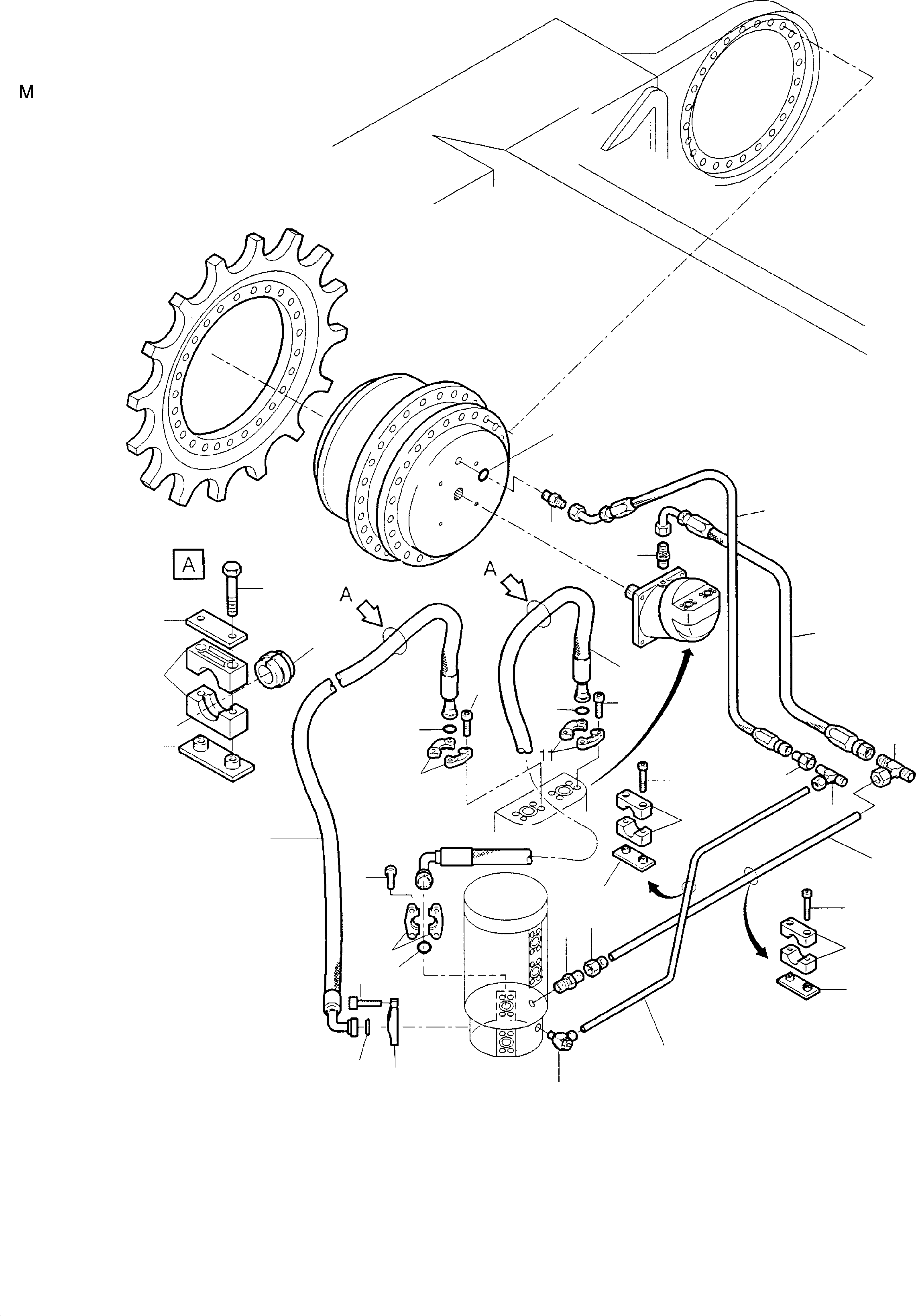 Komatsu parts book diagram for H135S S/N 61064: HYDRAULIC FOR UNDERCARRIAGE