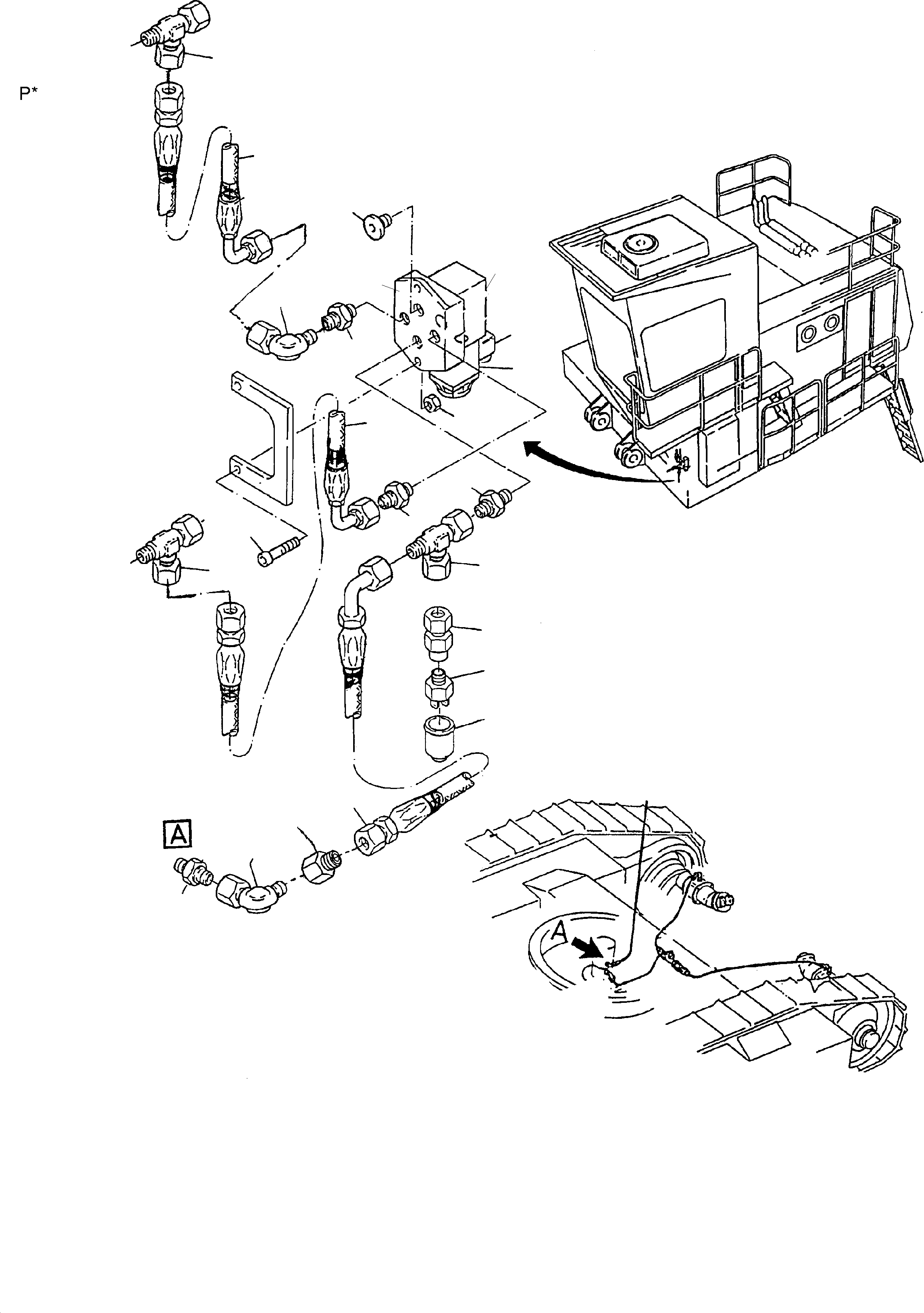 Komatsu parts book diagram for H135S S/N 61064: HYDR. FOR PARKING BRAKE