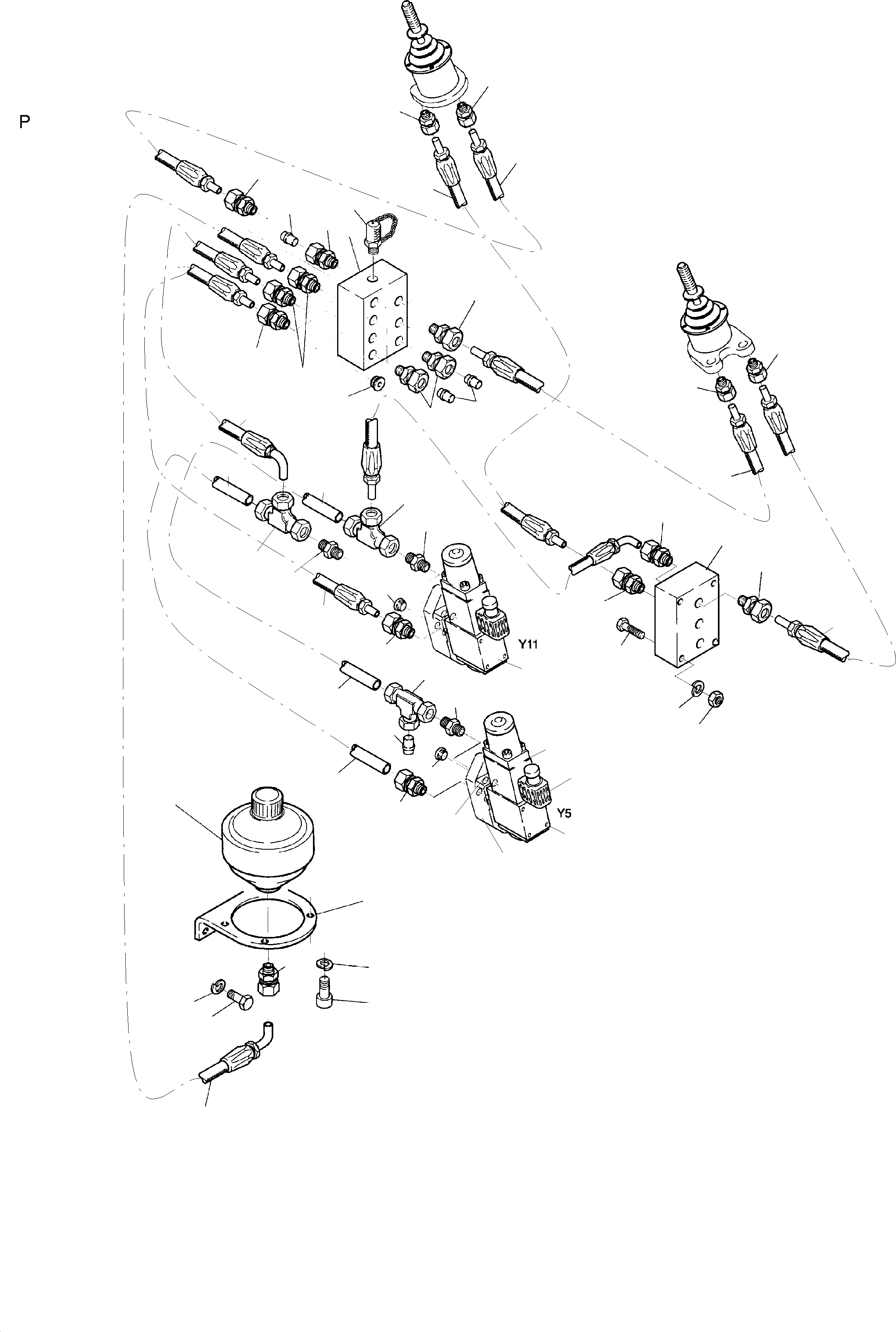 Komatsu parts book diagram for H135S S/N 61064: HYDR. CONTROL
