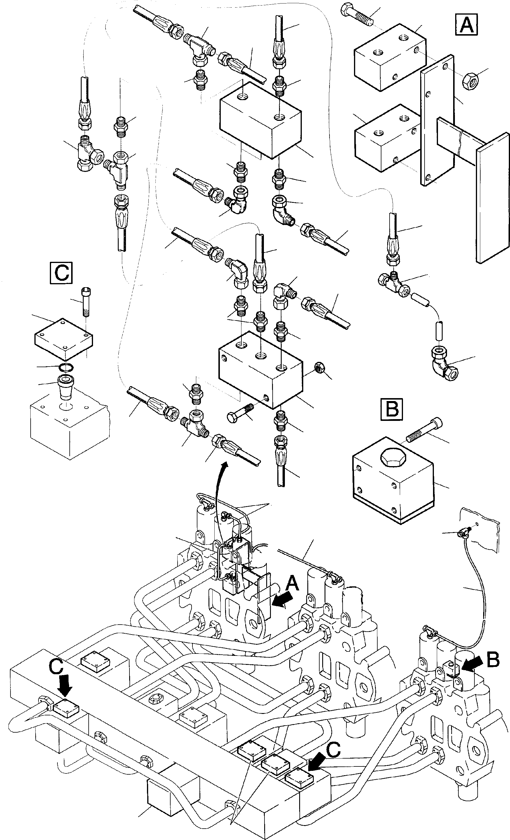 Komatsu parts book diagram for H135S S/N 61064: ADD. PARTS BACKHOE CONTROL