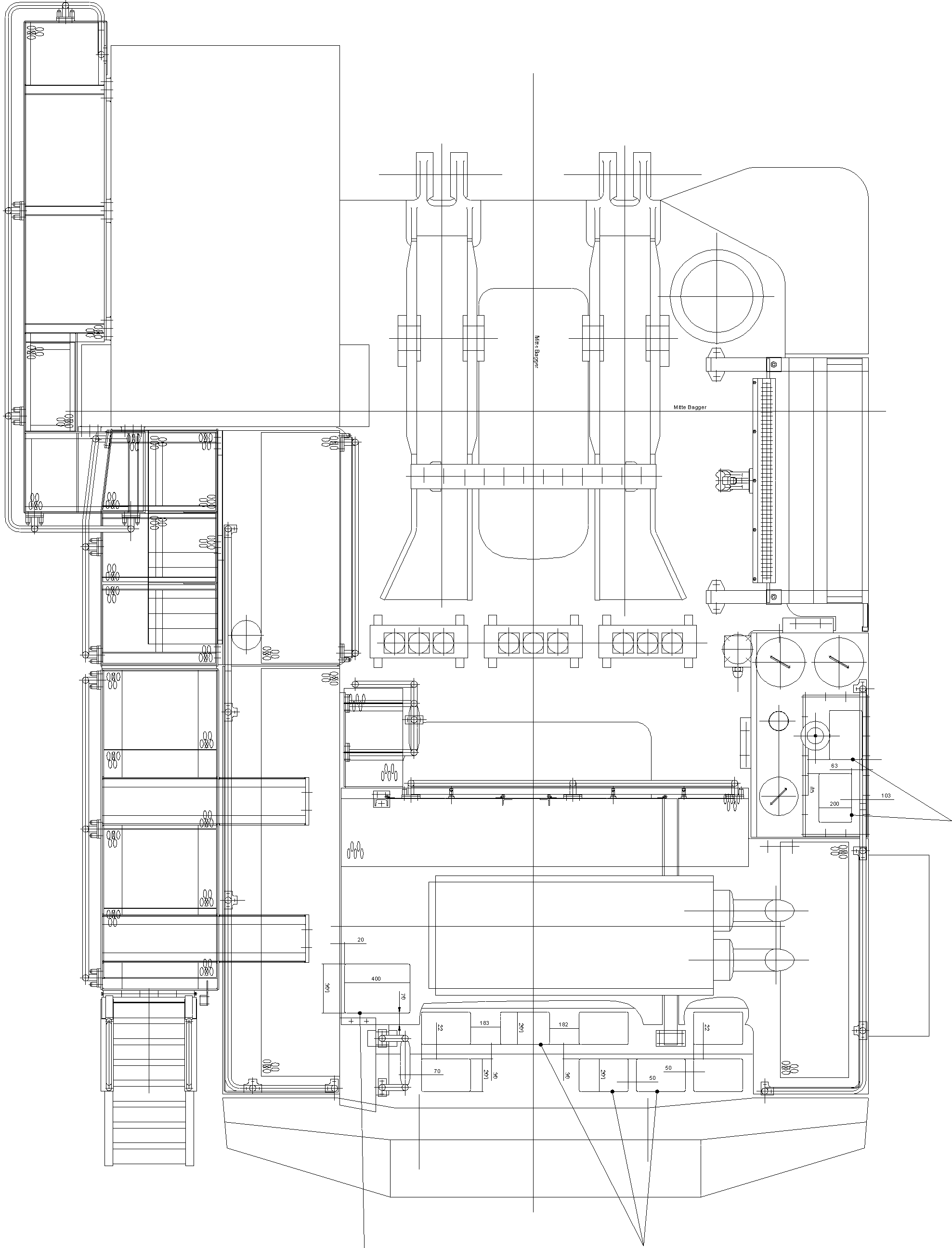 Excavators Mining Komatsu / PC 1400-1 61 071 20.09.2001(g61071) / Step pad layout(116-0075 : 116-0075)