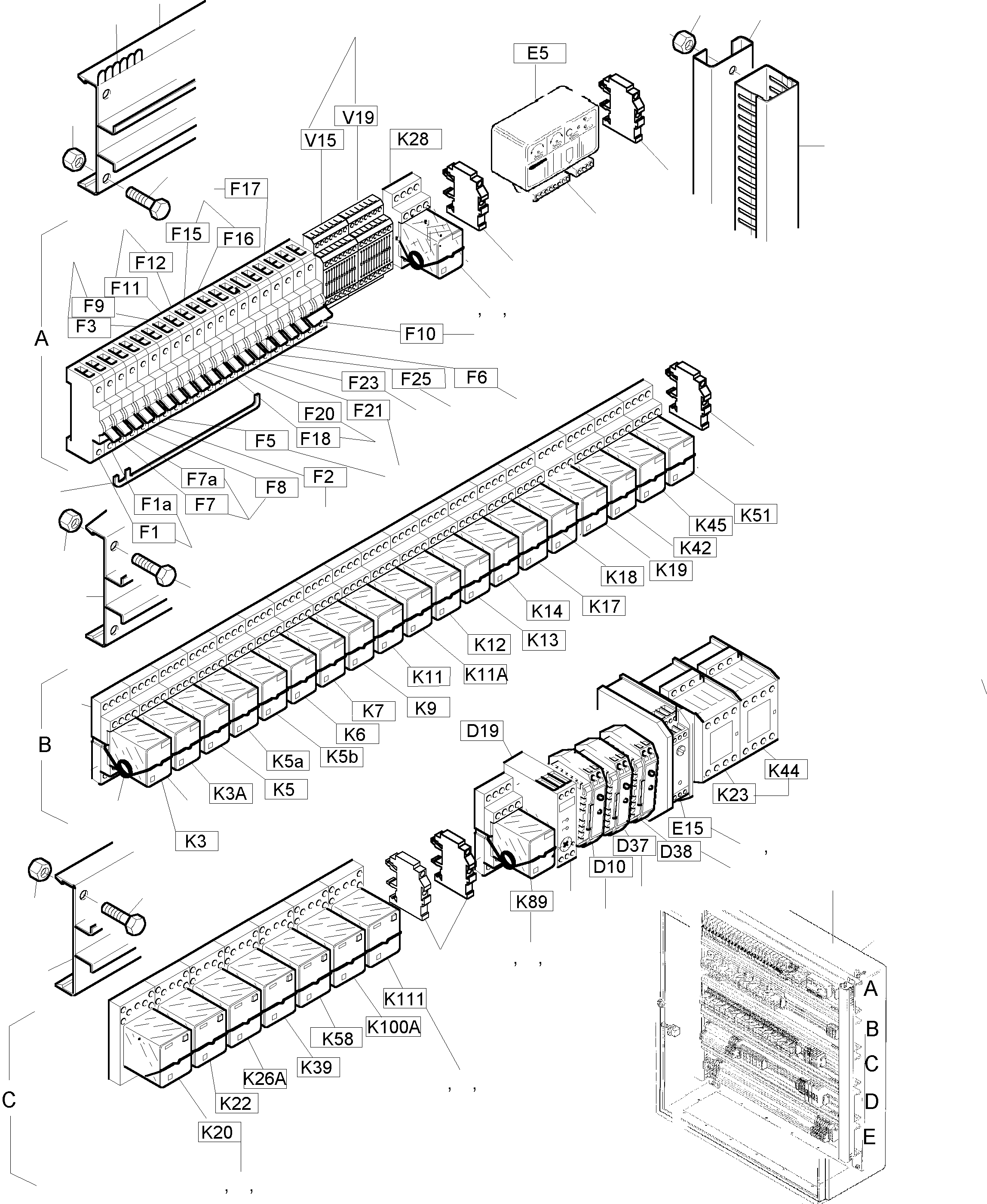 Excavators Mining Komatsu / PC 1400-1 61 072 04.12.2001(g61072) / Main Switch Box in Cabin Support(116-2115k : 116-2115k)