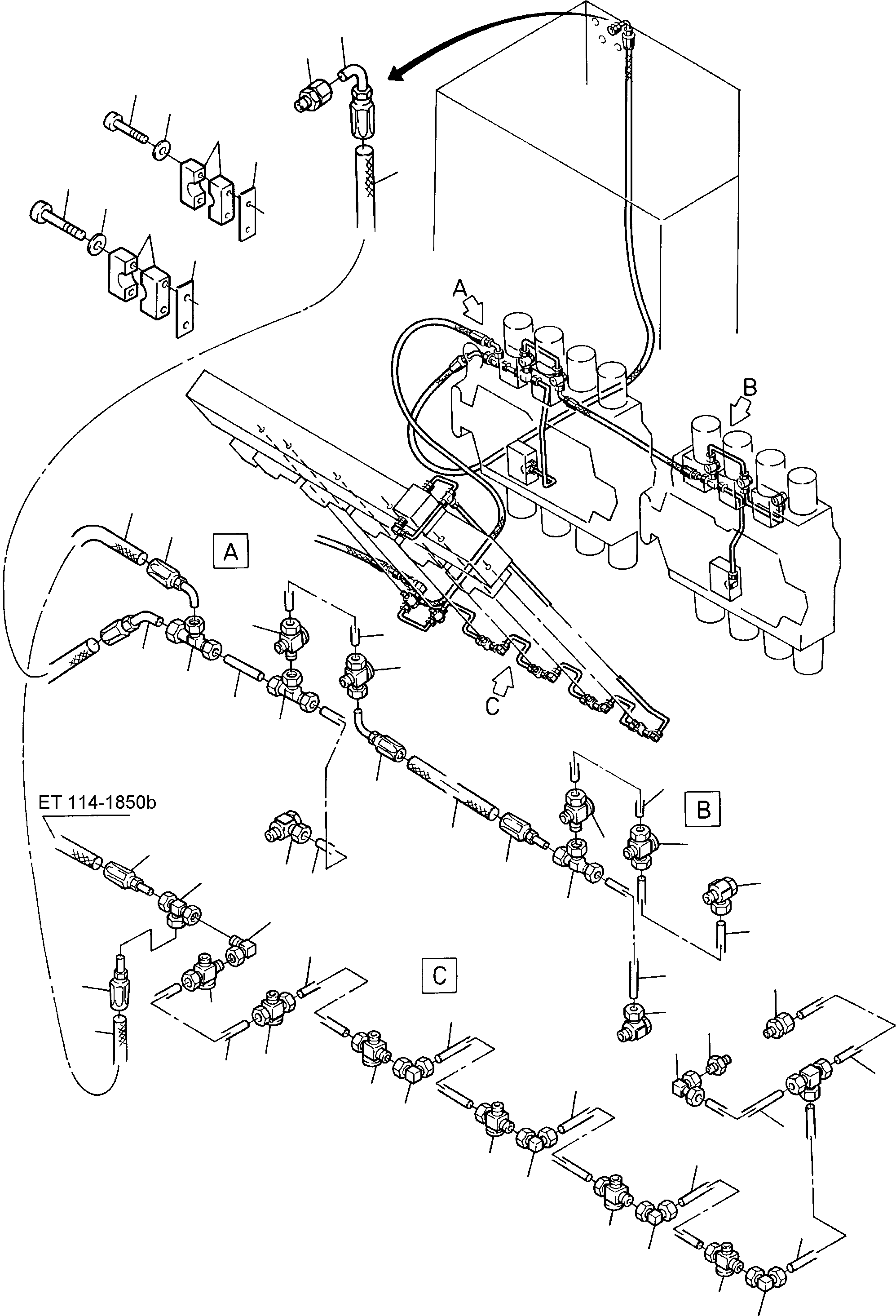 Komatsu parts book diagram for H285 S/N 78099: RETURN LINES, NON-RETURN VALVES