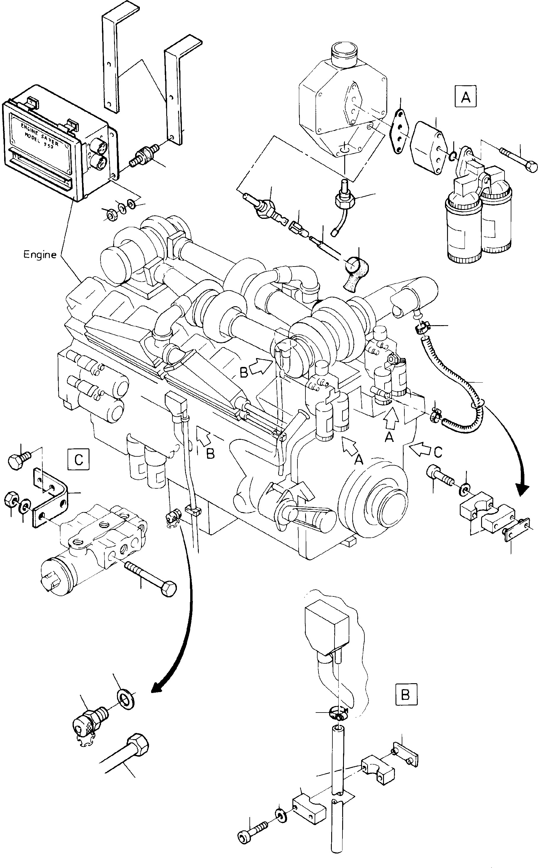 Komatsu parts book diagram for H285 S/N 78099: DIESEL ENGINE, ATTACHMENTS (CU-ENGINE)