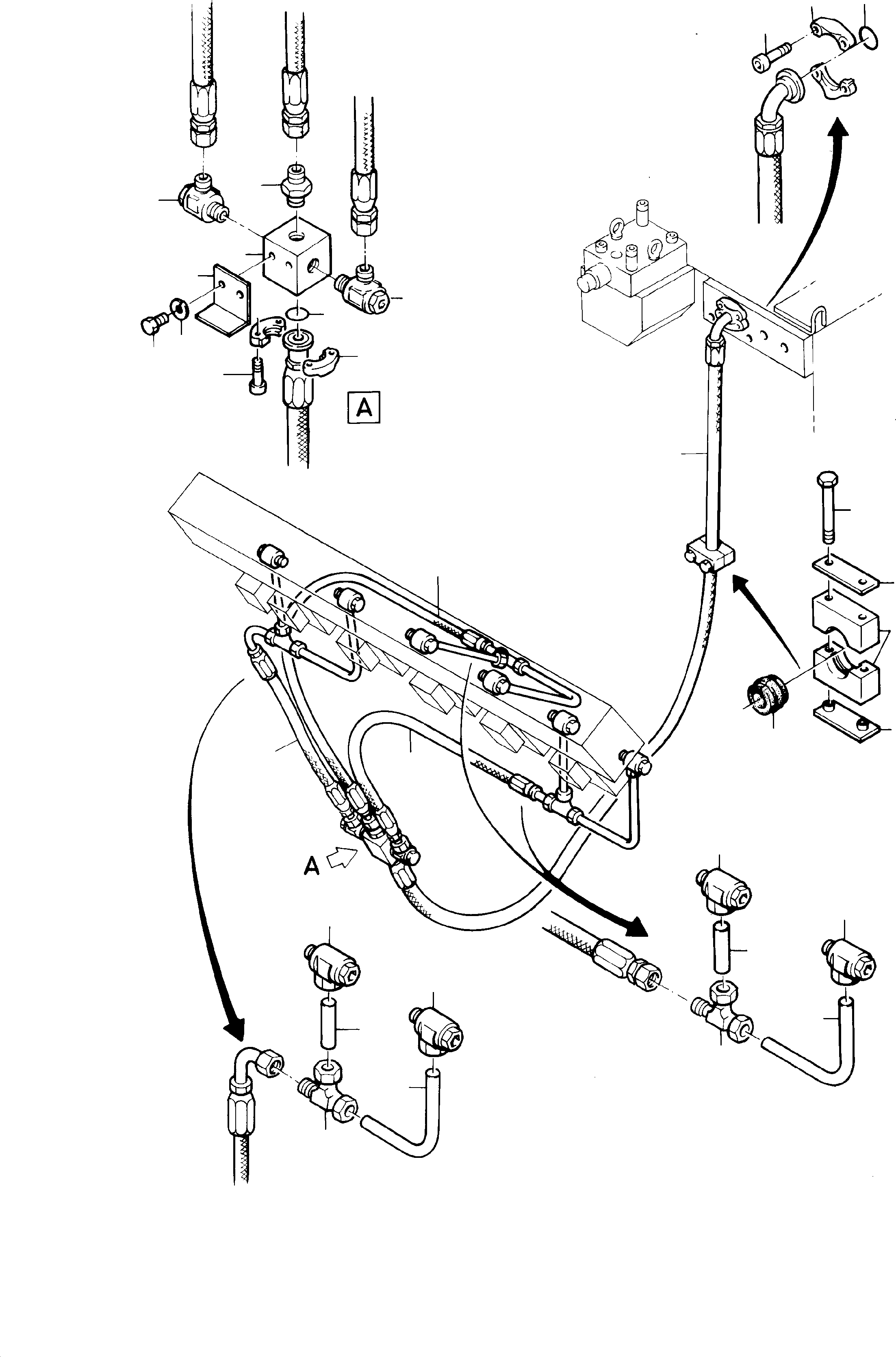 Komatsu parts book diagram for H285 S/N 78099: RETURN LINES, ONE-WAY RESTRICTOR