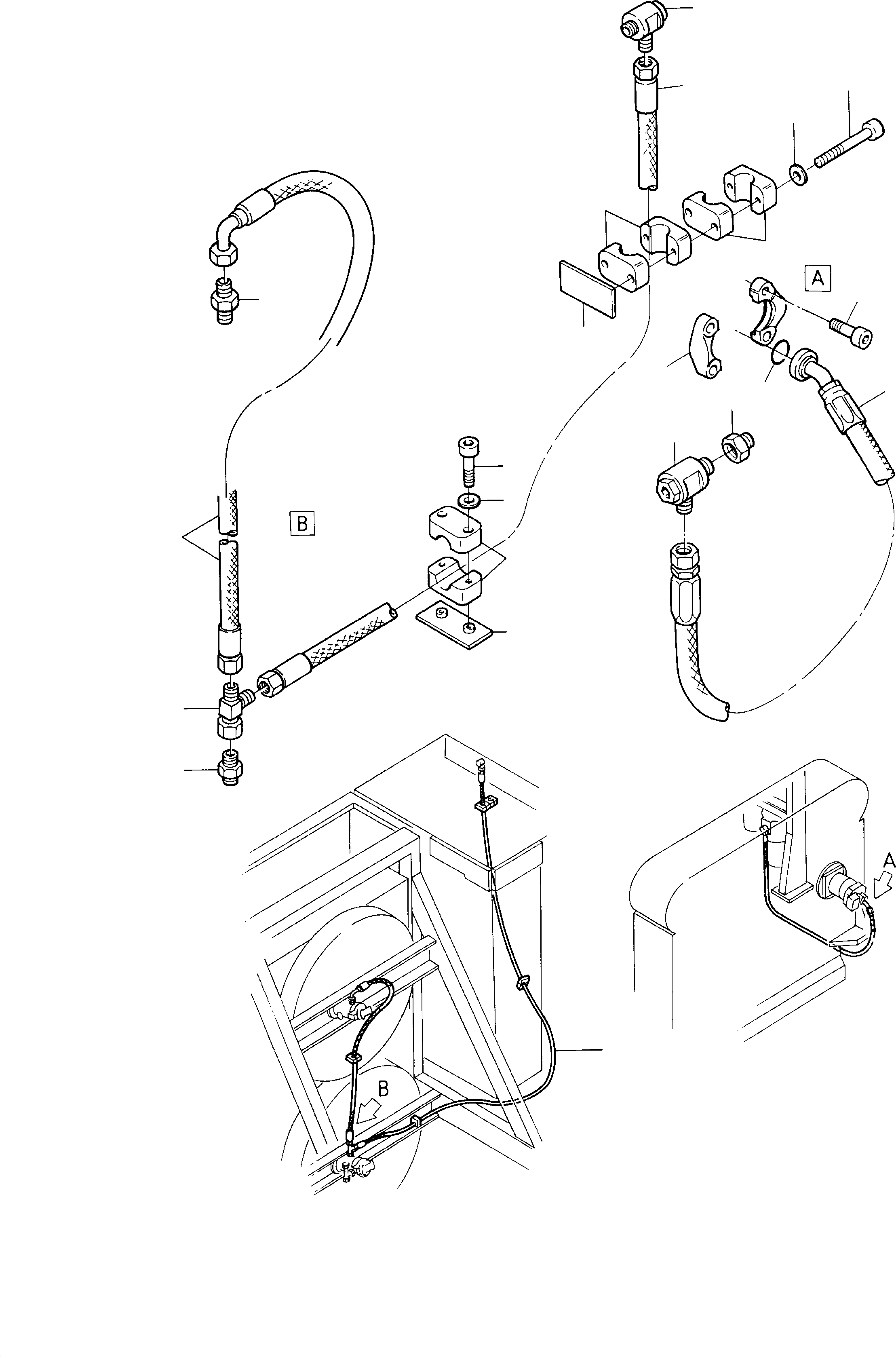Komatsu parts book diagram for H285 S/N 78099: PIPES - FAN MOTOR