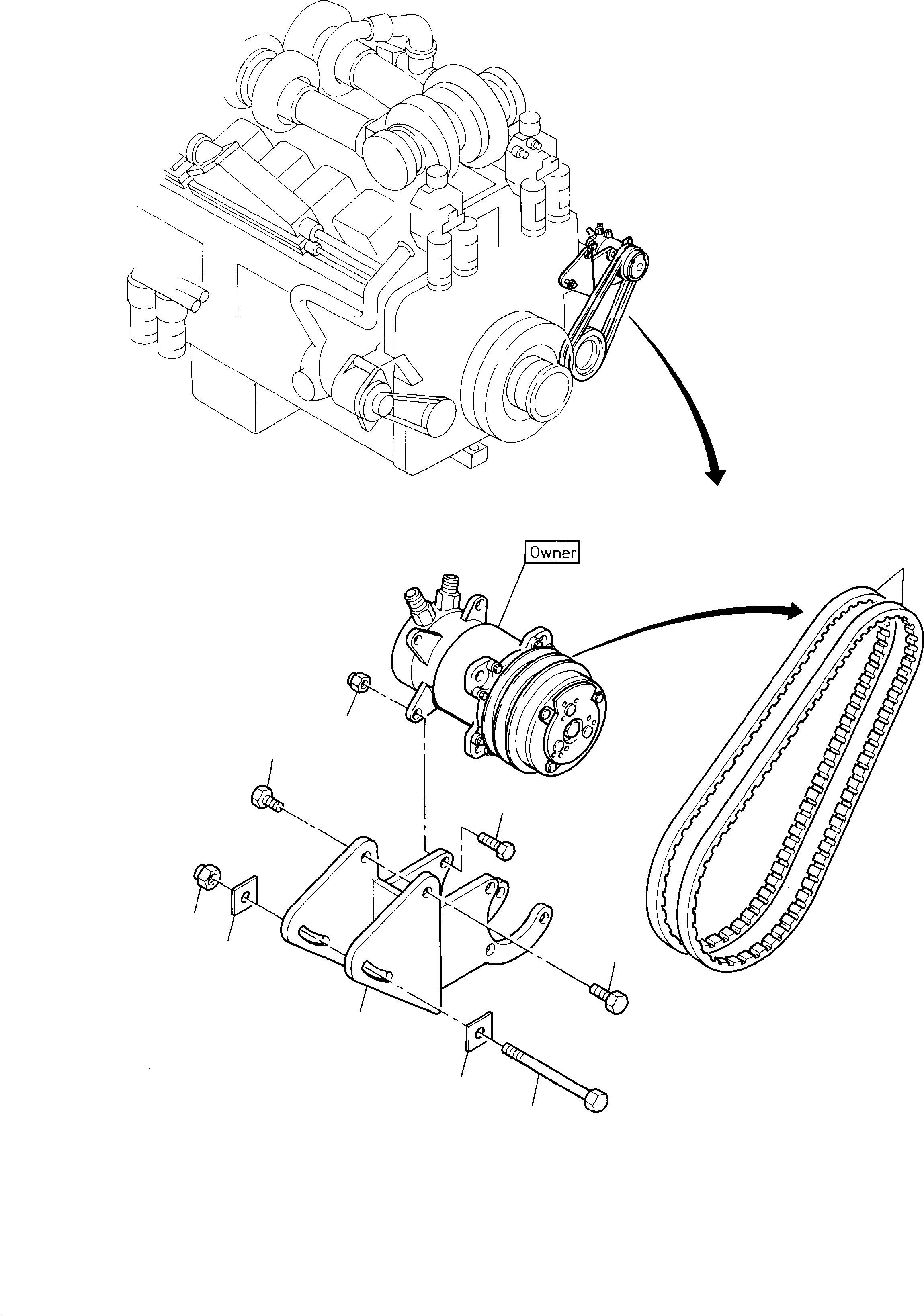 Komatsu parts book diagram for H285 S/N 78099: COMP. DRIVE, AIR-CONDITIONING