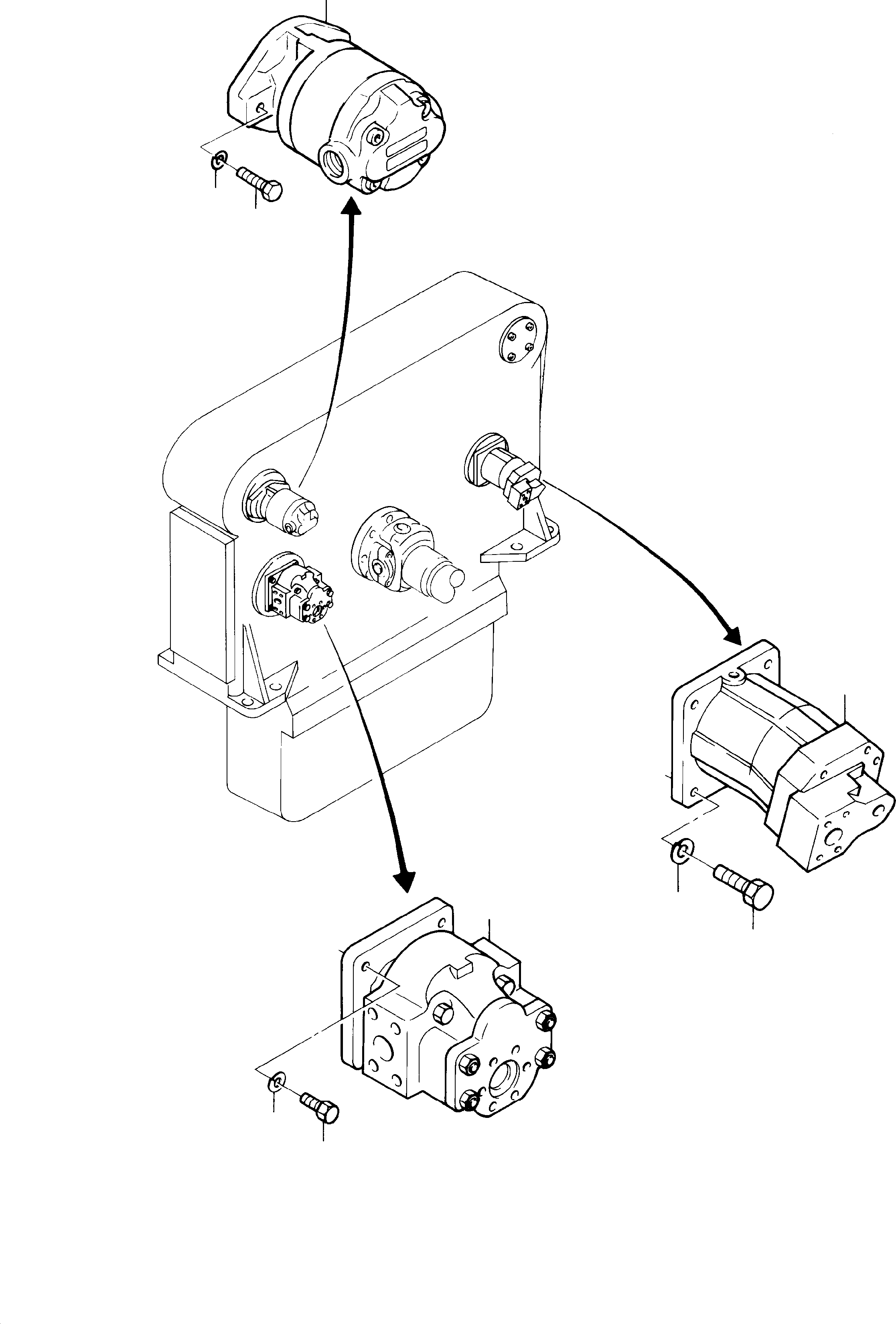 Komatsu parts book diagram for H285 S/N 78099: PUMPS ARRANGEMENT
