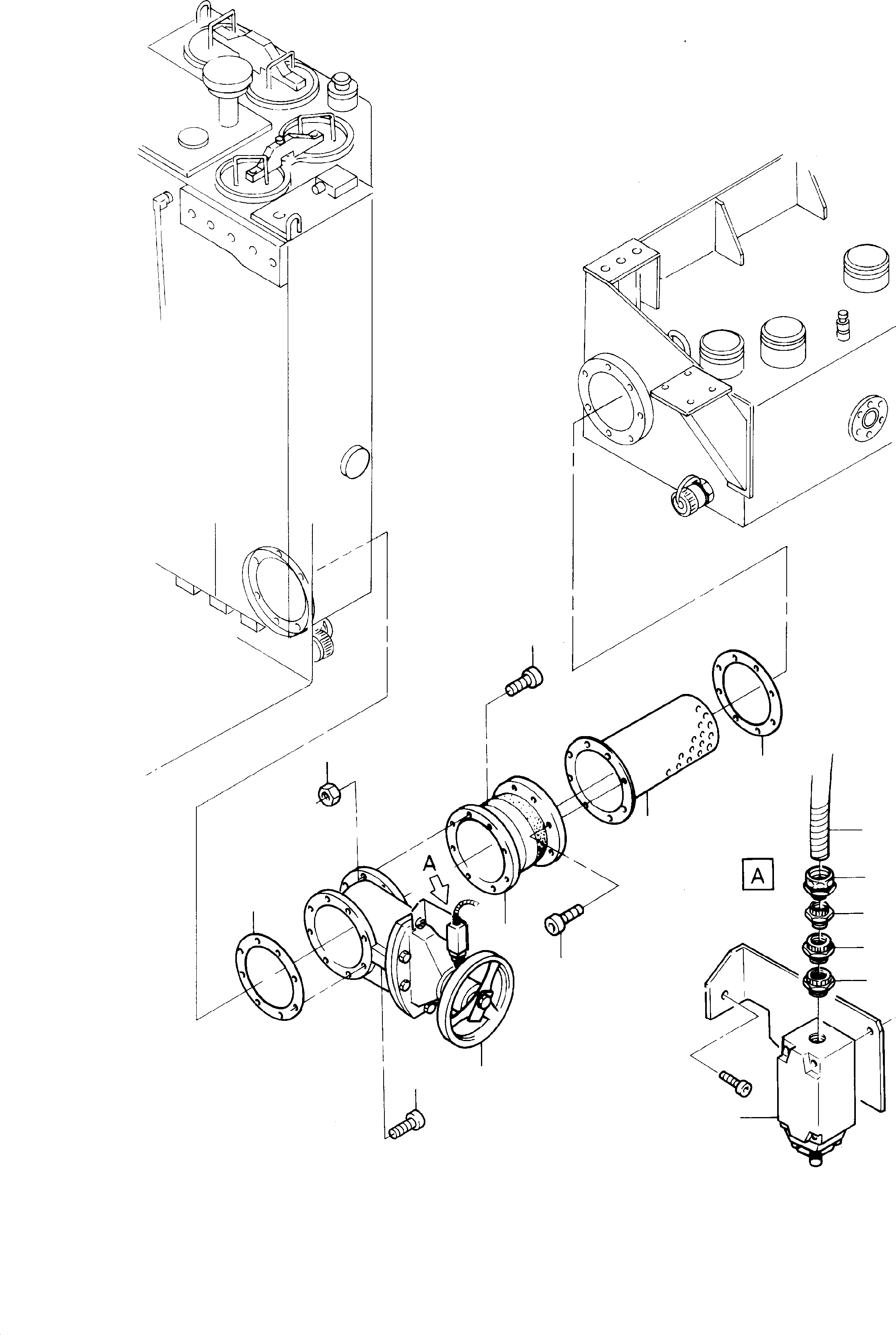 Komatsu parts book diagram for H285 S/N 78099: CONNECTION, MAIN AND SUCTION OIL-TANK