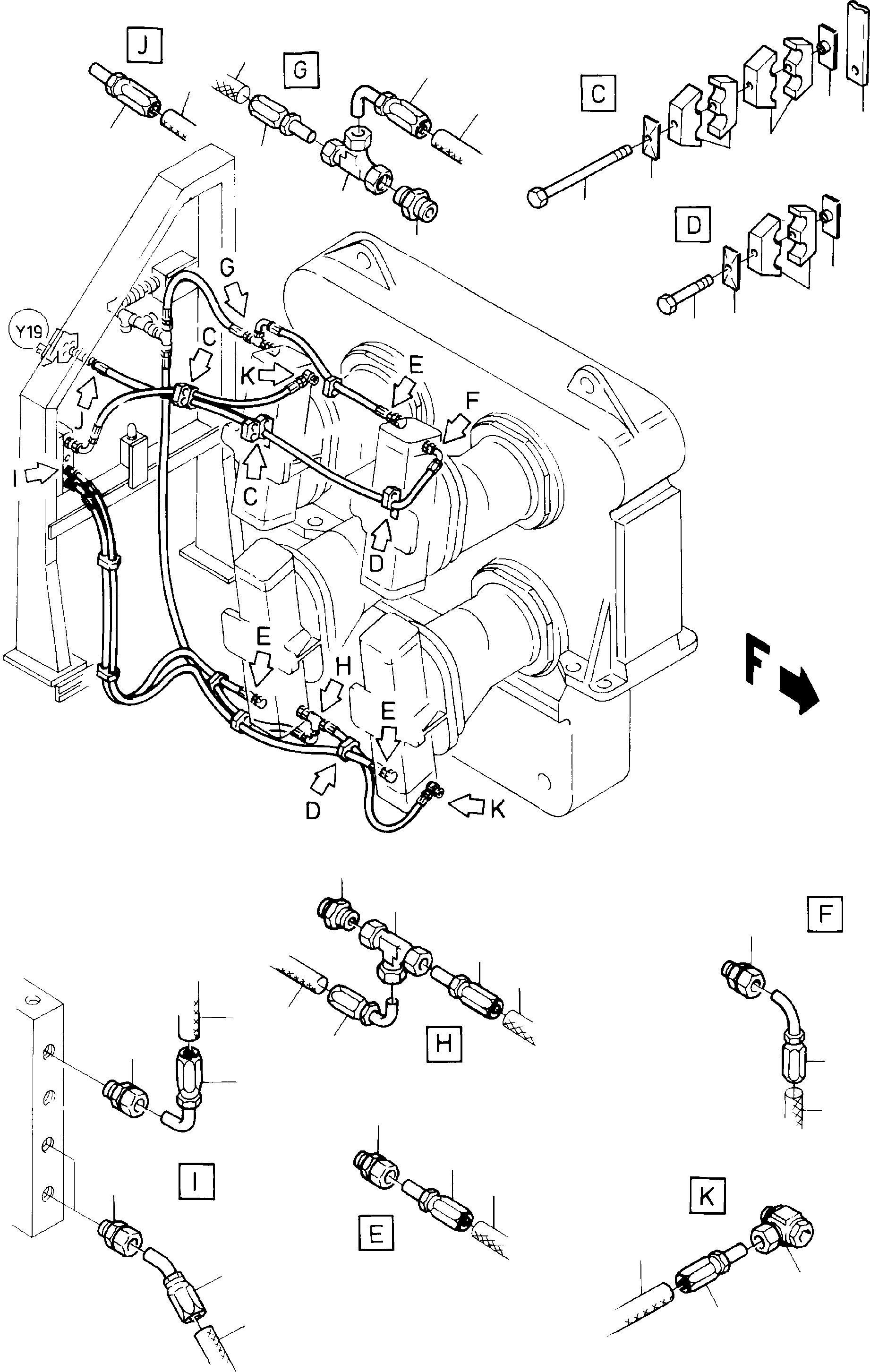 Komatsu parts book diagram for H285 S/N 78099: MAIN PUMP CONTROL