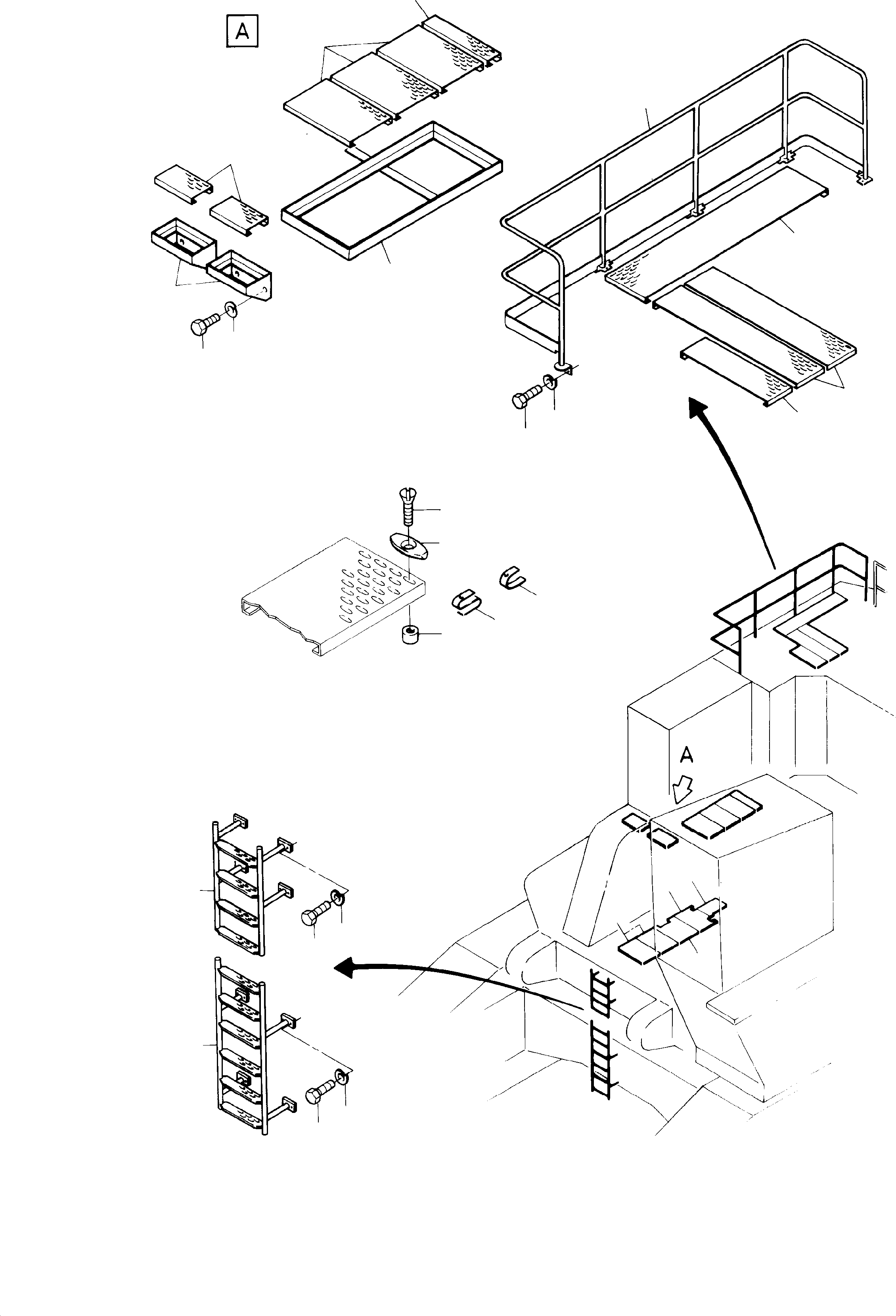 Komatsu parts book diagram for H285 S/N 78099: RAIL