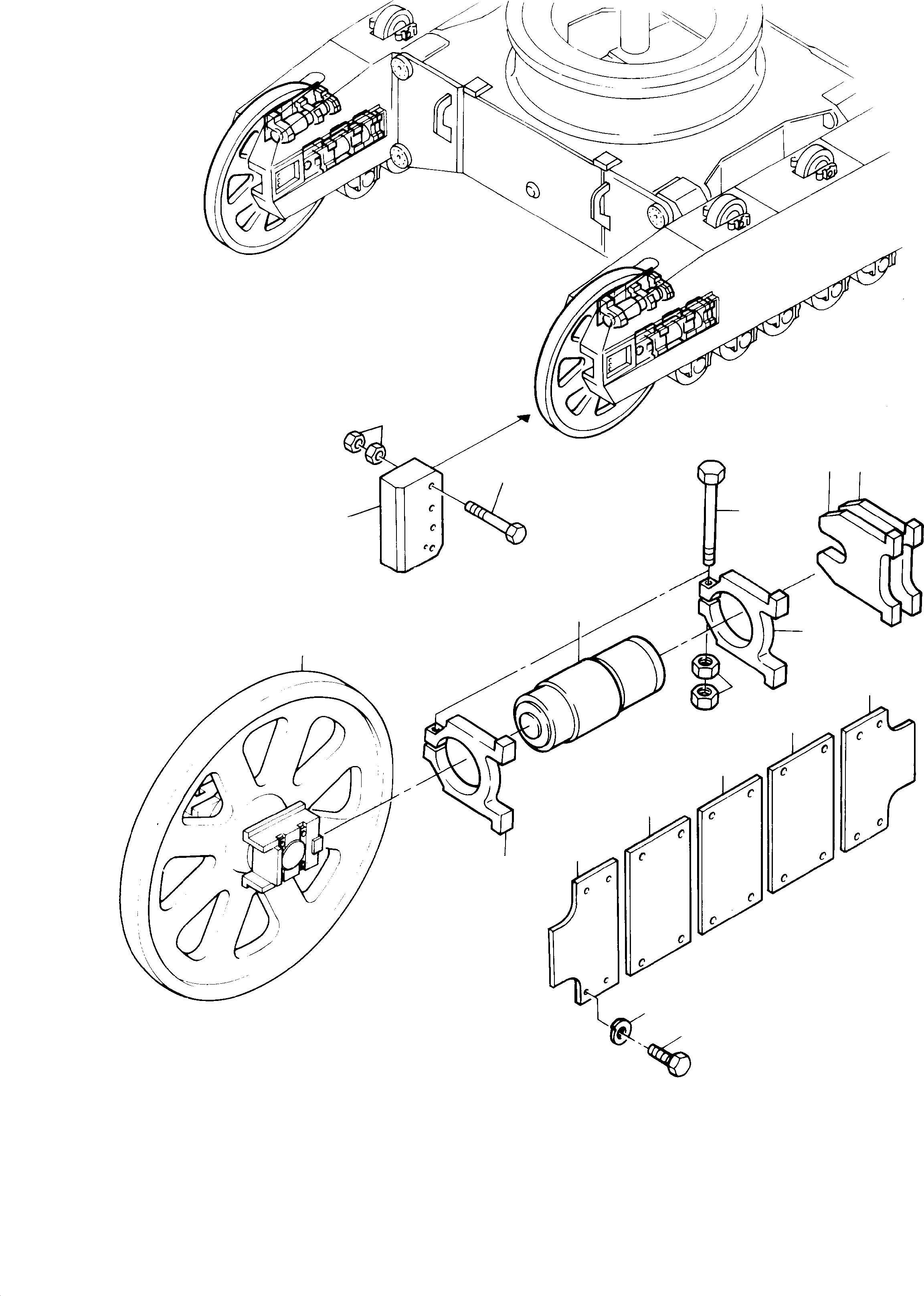 Komatsu parts book diagram for H285 S/N 78099: TRACK GROUP - IDLER PROTECTION, R.H. AND L.H.