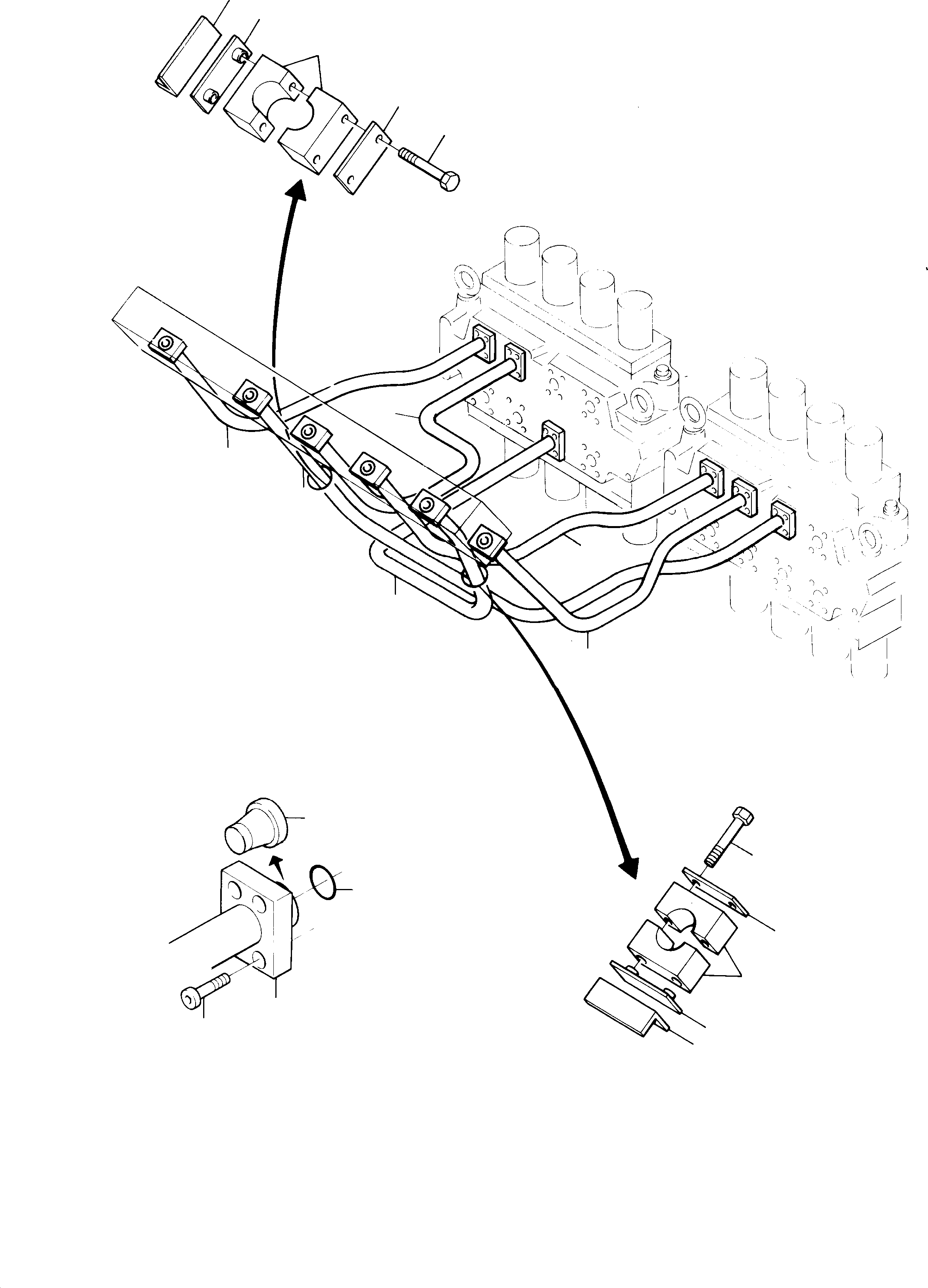 Komatsu parts book diagram for H285 S/N 78099: PIPING ASSY., MAIN CONTROL BLOCKS - DISTRIBUTOR BLOCK