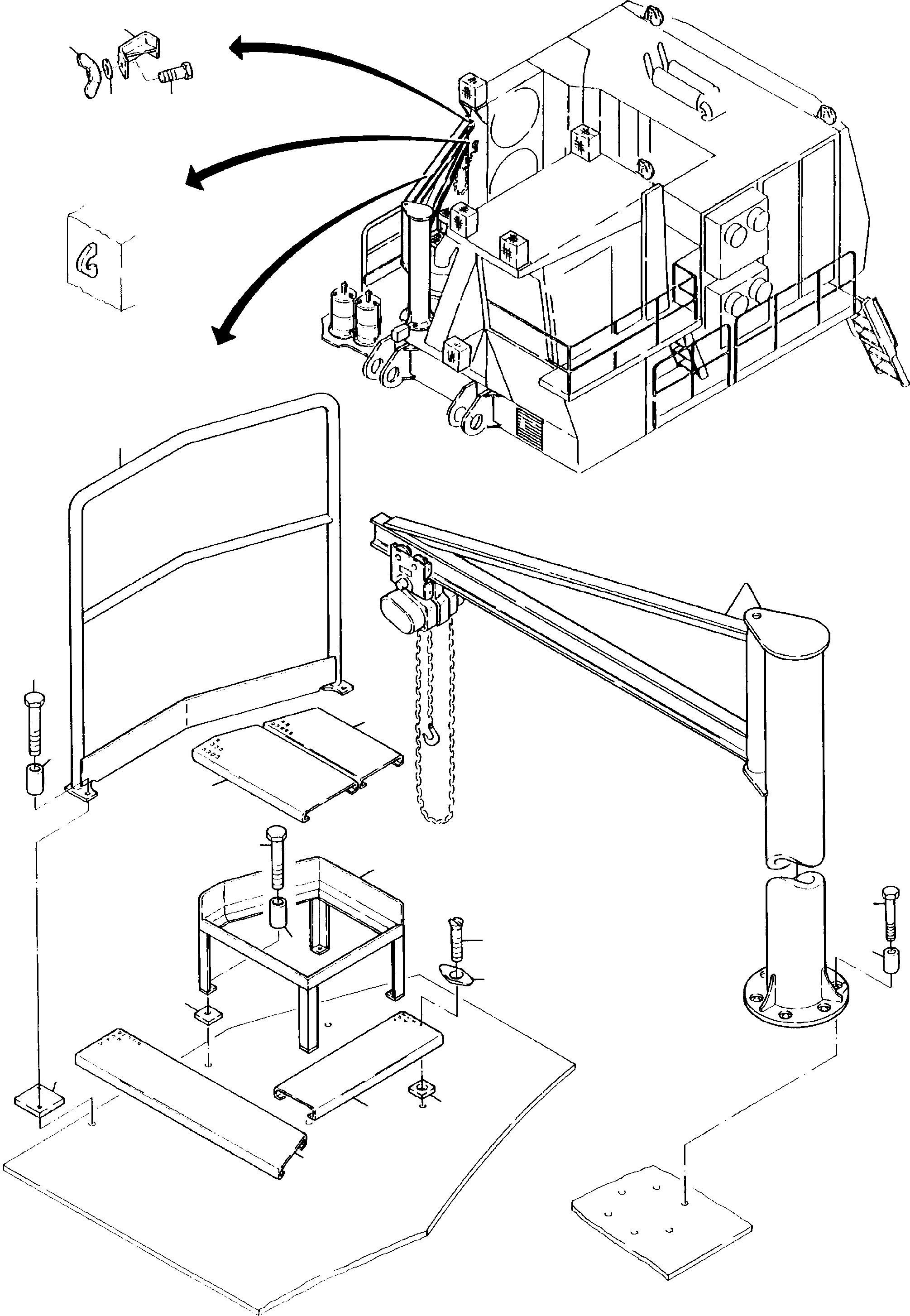 Komatsu parts book diagram for H285 S/N 78099: GREASE BARREL CRANE ARR.