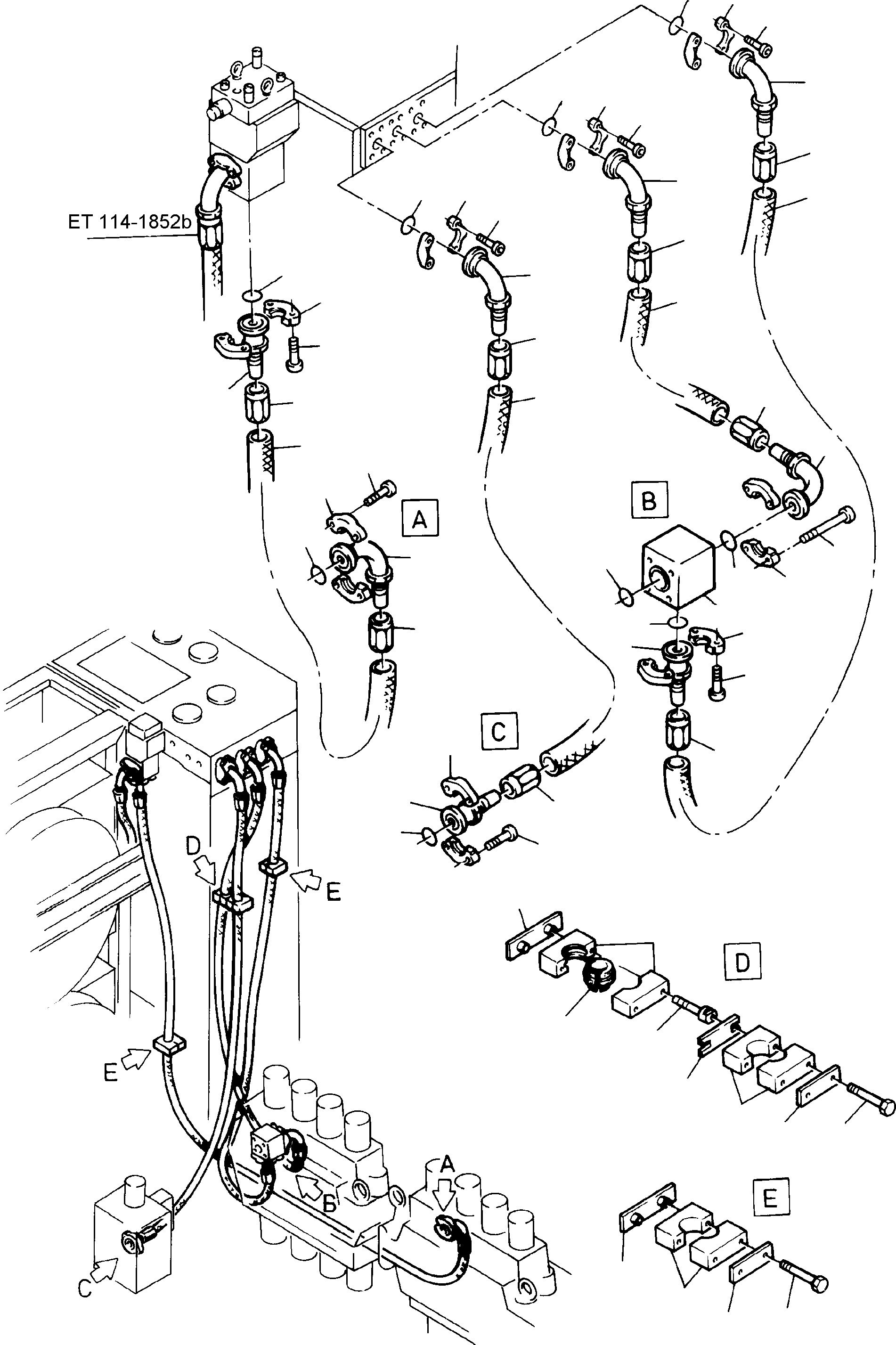 Komatsu parts book diagram for H285 S/N 78099: RETURN LINES, CONTROLBLOCKS
