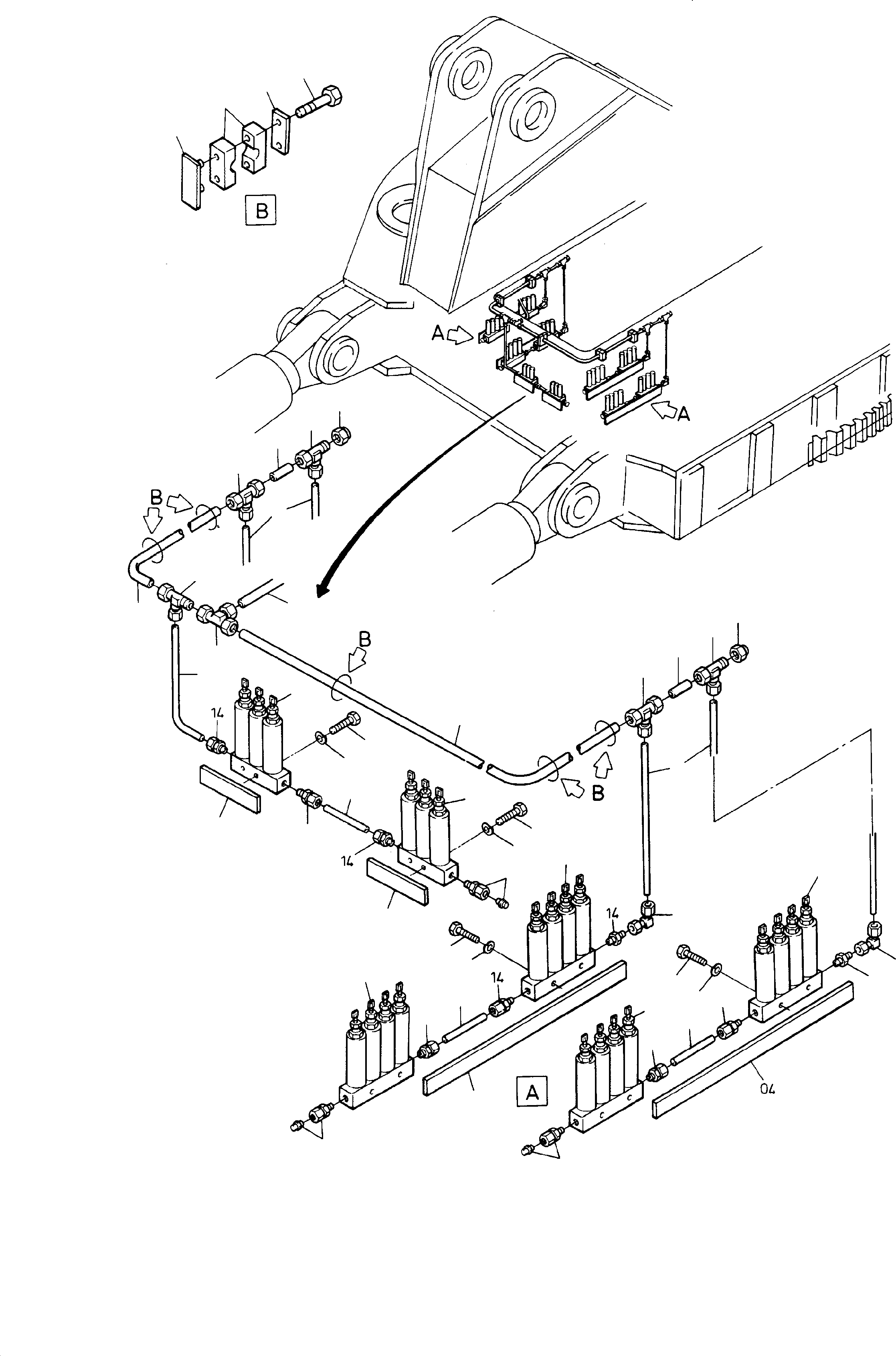 Komatsu parts book diagram for H285 S/N 78099: PIPES - METERING VALVES, DRIP SYSTEM