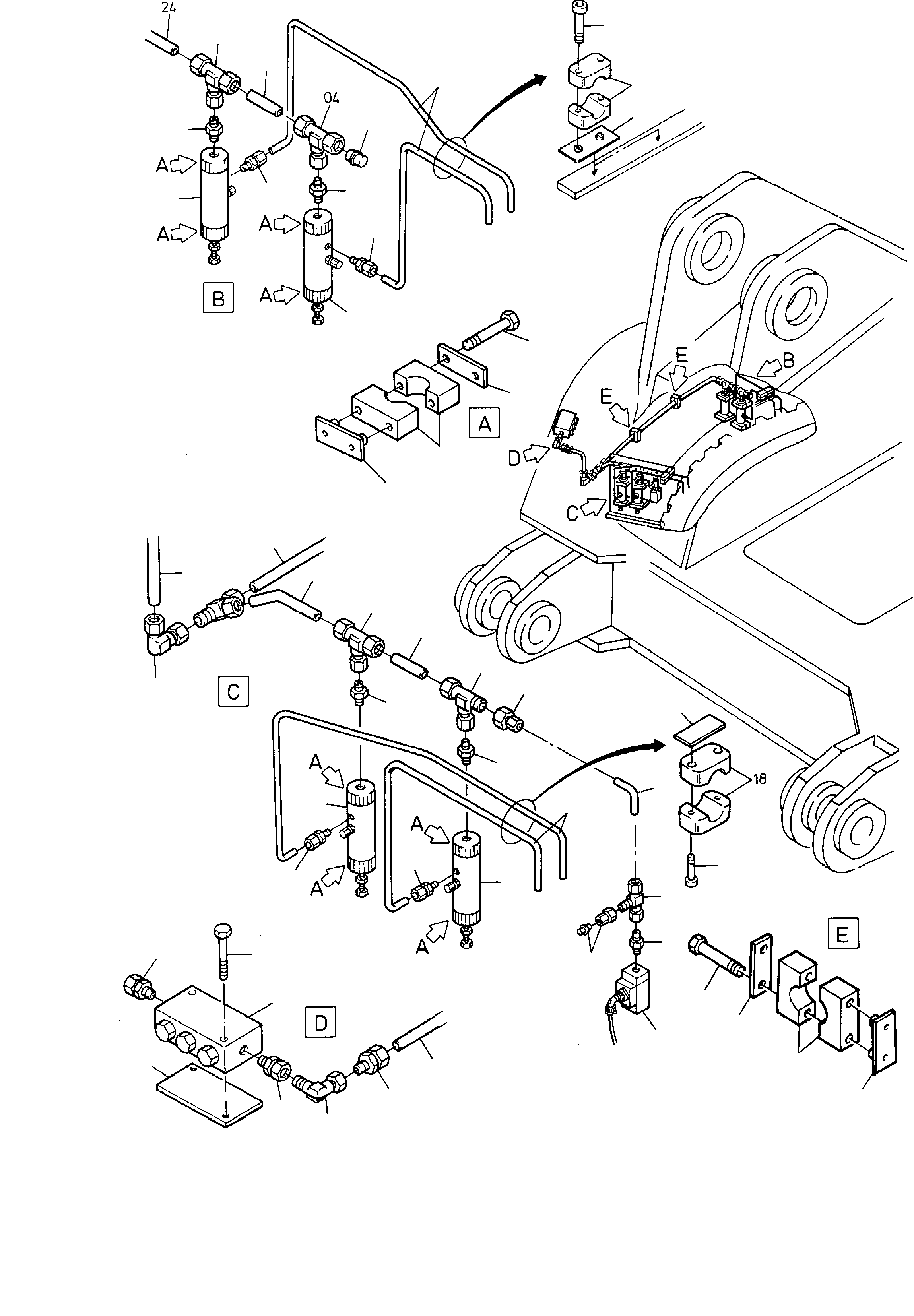 Komatsu parts book diagram for H285 S/N 78099: PIPES - METERING VALVES, DRIP SYSTEM