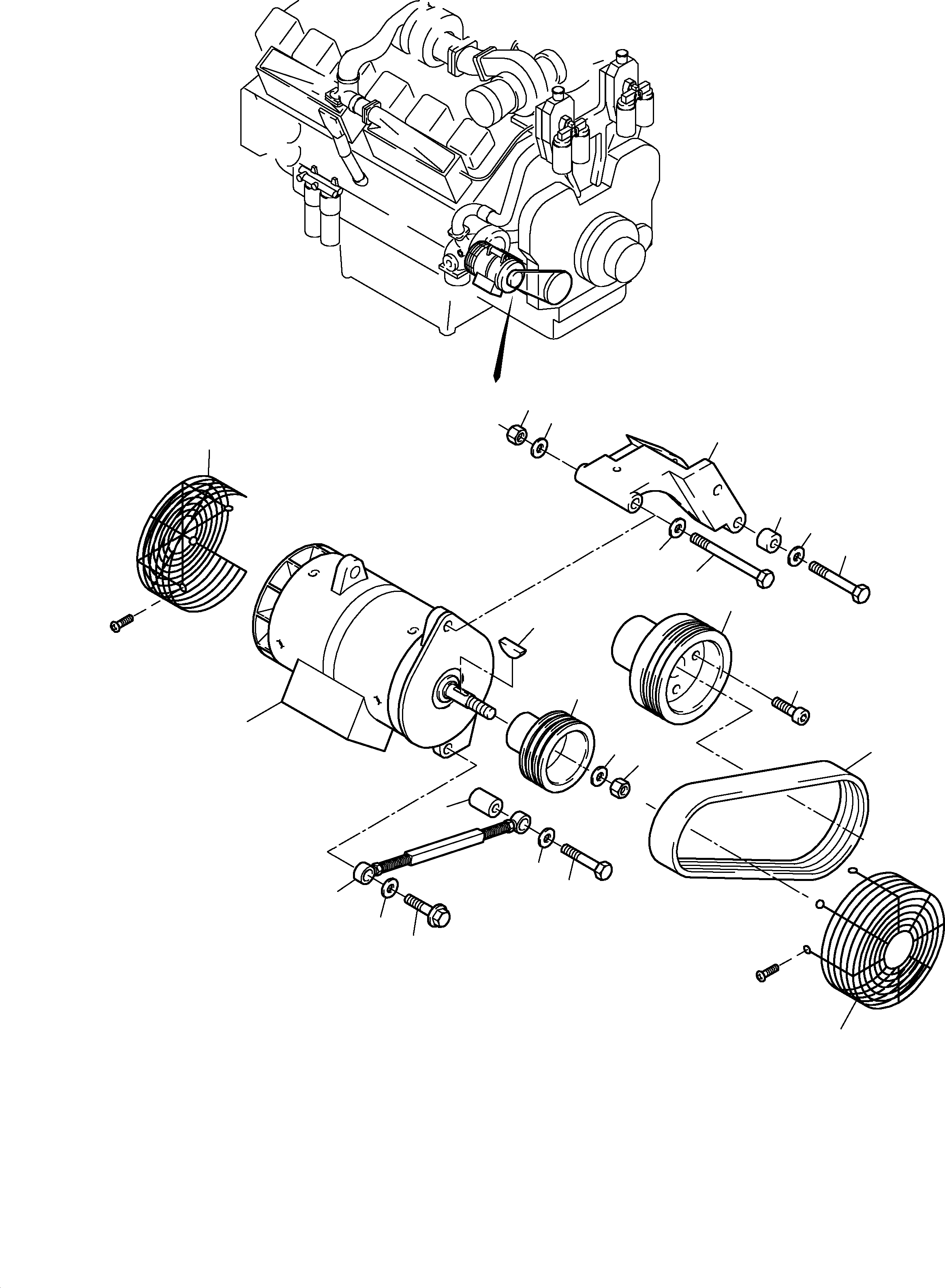 Komatsu parts book diagram for H285S S/N 78129: ALTERNATOR - MOUNTING