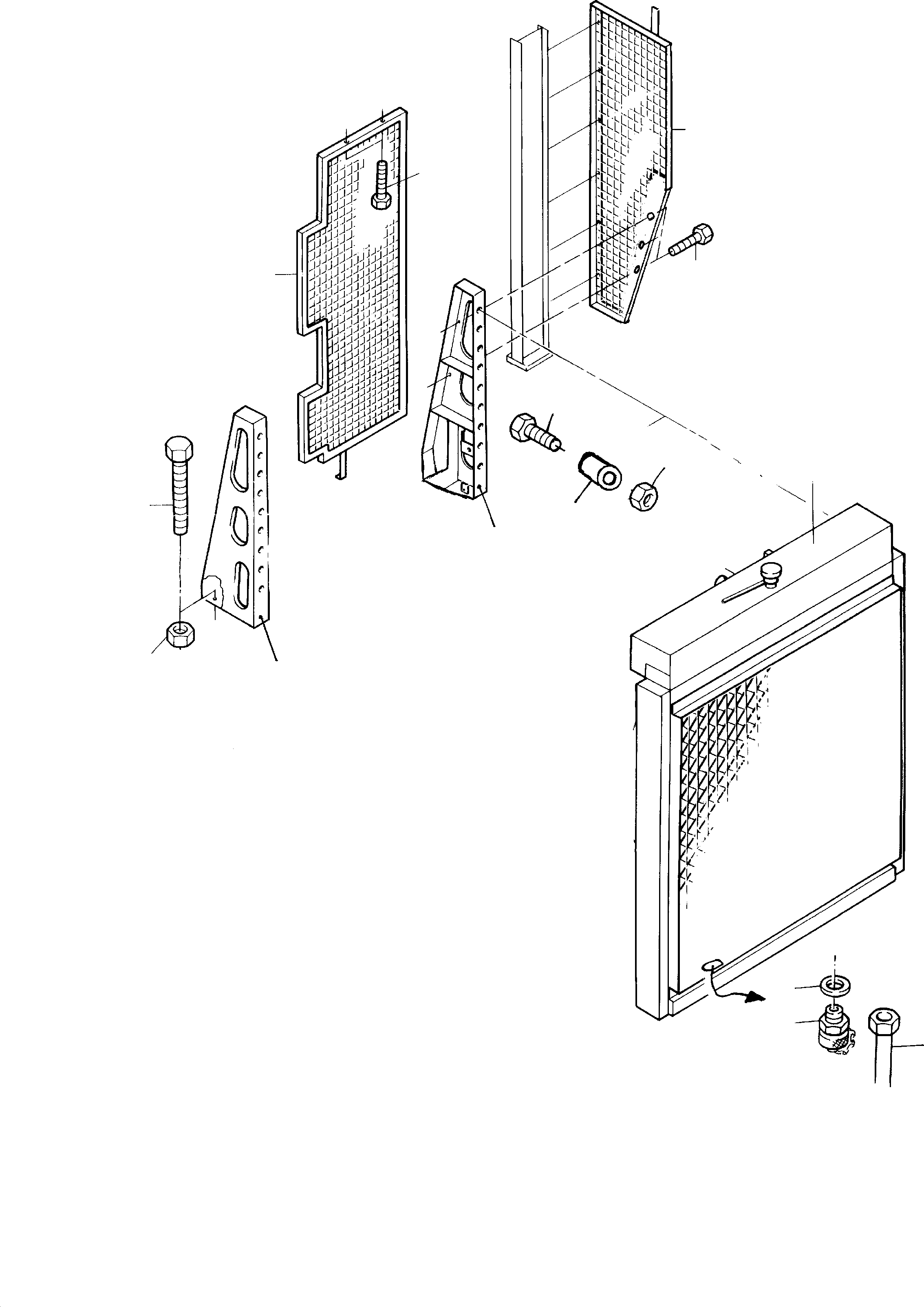 Komatsu parts book diagram for H285S S/N 78129: RADIATOR ARRANGEMENT