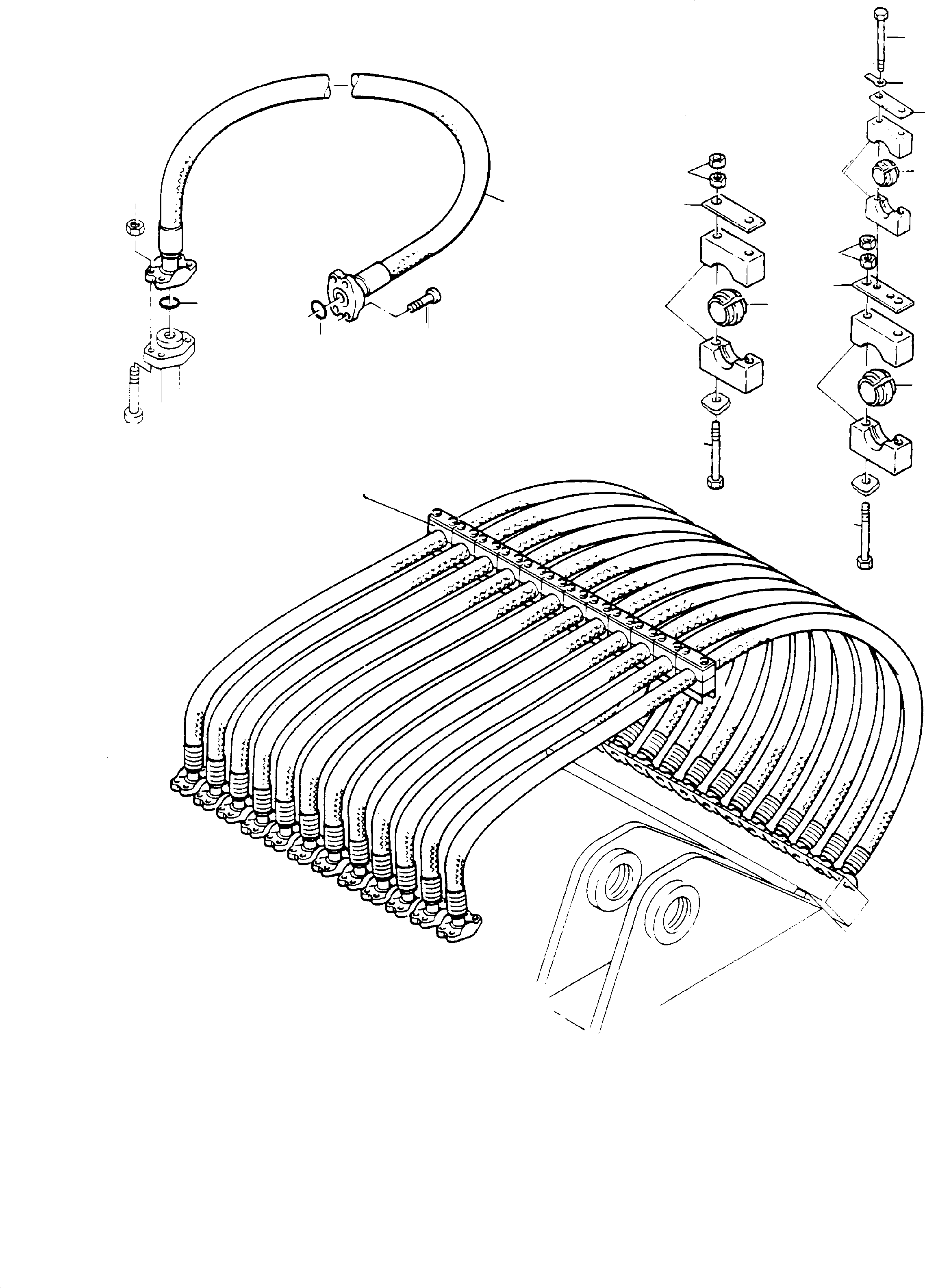 Komatsu parts book diagram for H285S S/N 78129: HOSES, DISTRIBUTION BLOCK - BOOM