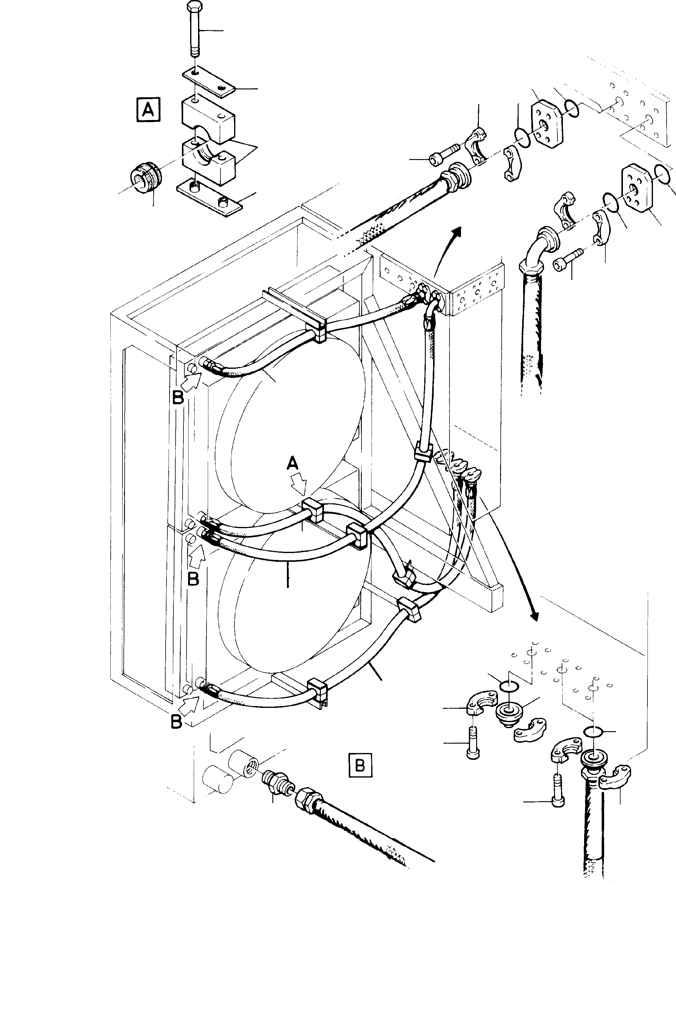 Komatsu parts book diagram for H285S S/N 78129: OIL COOLER - HOSES ASSY.