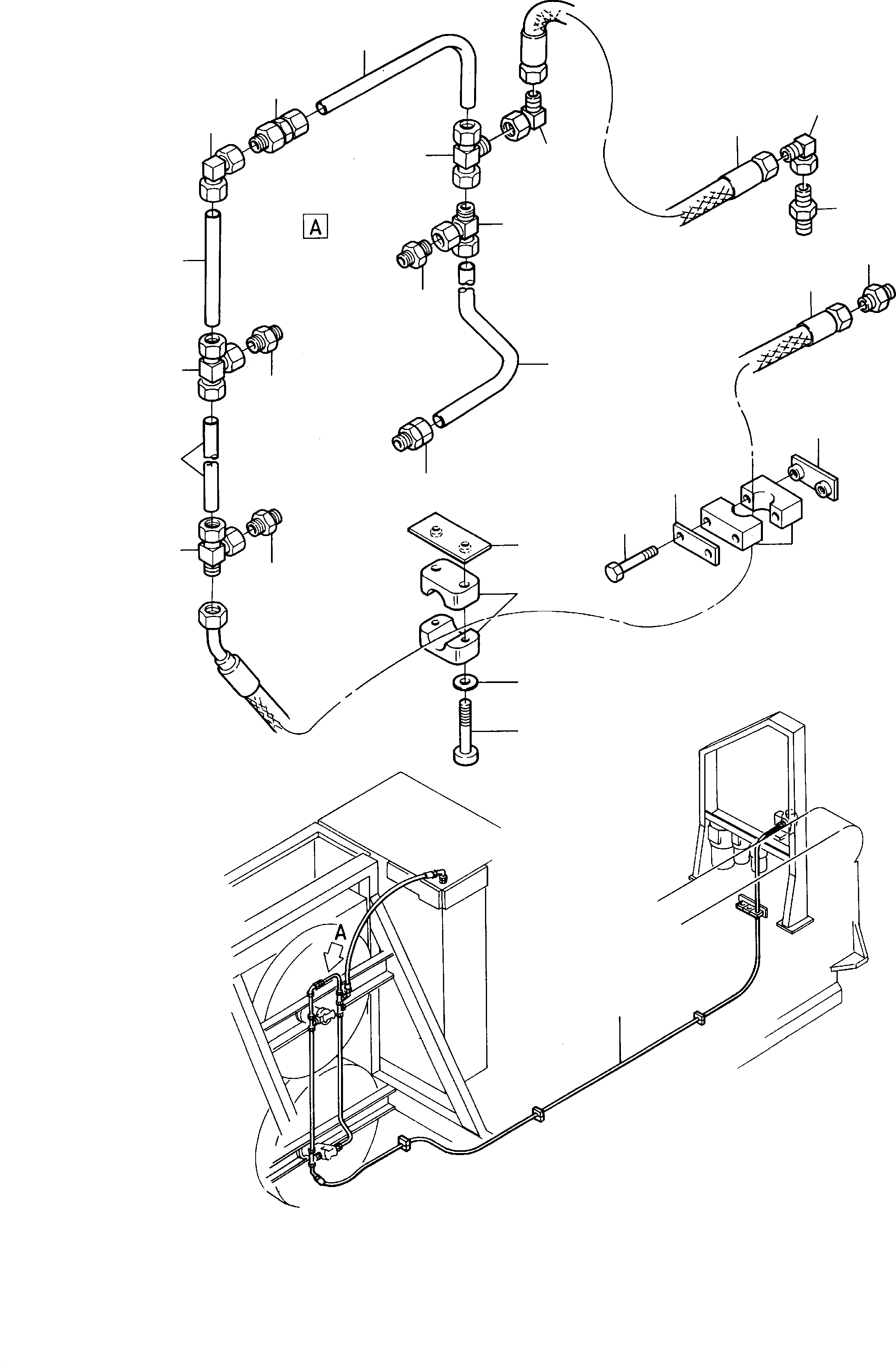 Komatsu parts book diagram for H285S S/N 78129: PIPES - FAN MOTOR