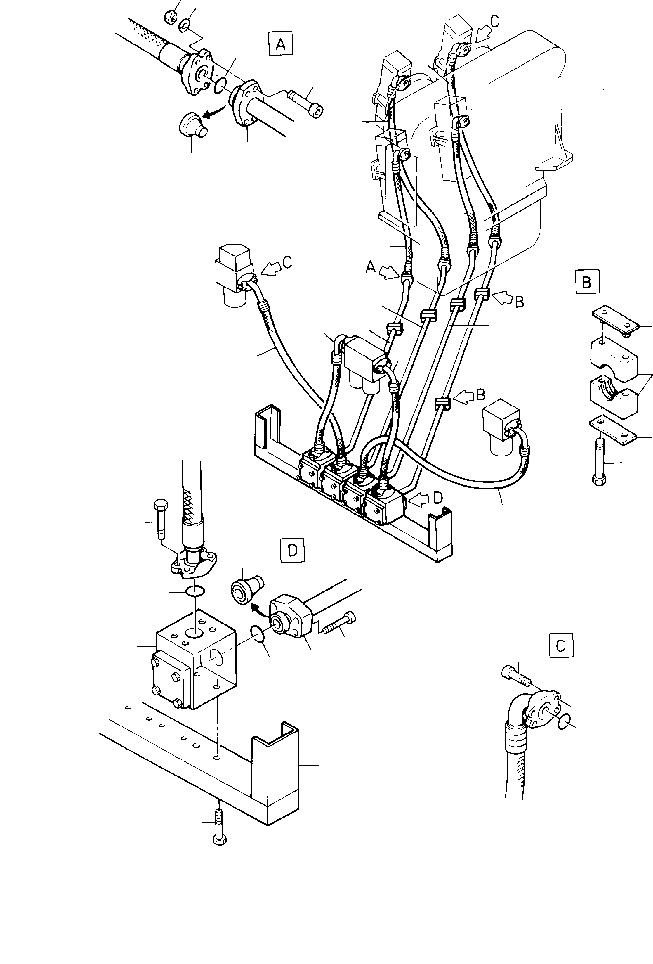 Komatsu parts book diagram for H285S S/N 78129: PRESSURE LINES, MAIN PUMPS - H.P. FILTER