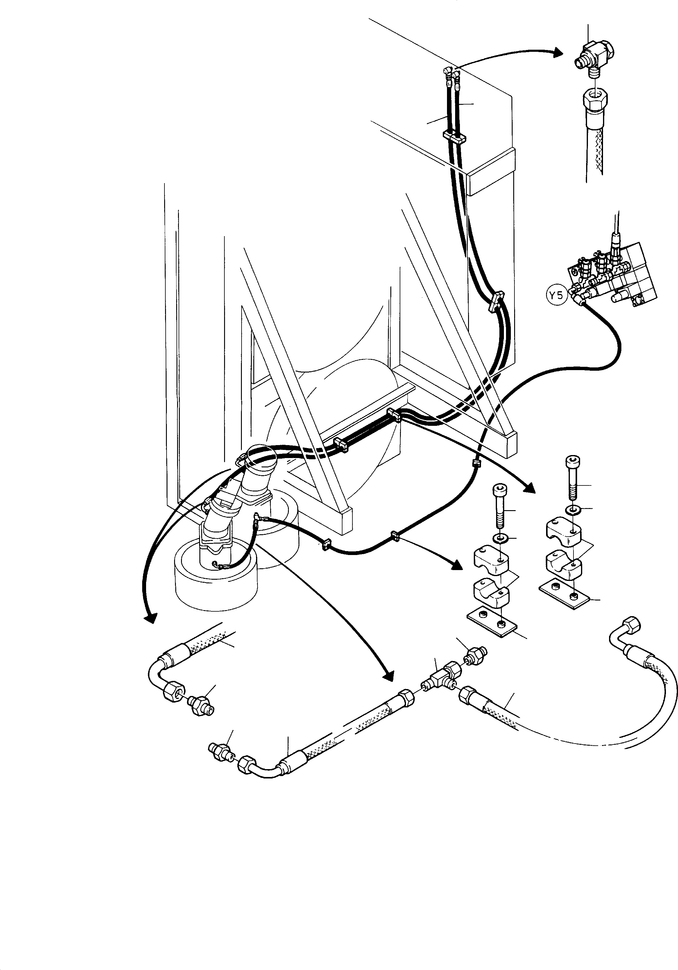 Komatsu parts book diagram for H285S S/N 78129: SLEW GEAR, LEAKAGE LINES AND BRAKE CONTROL