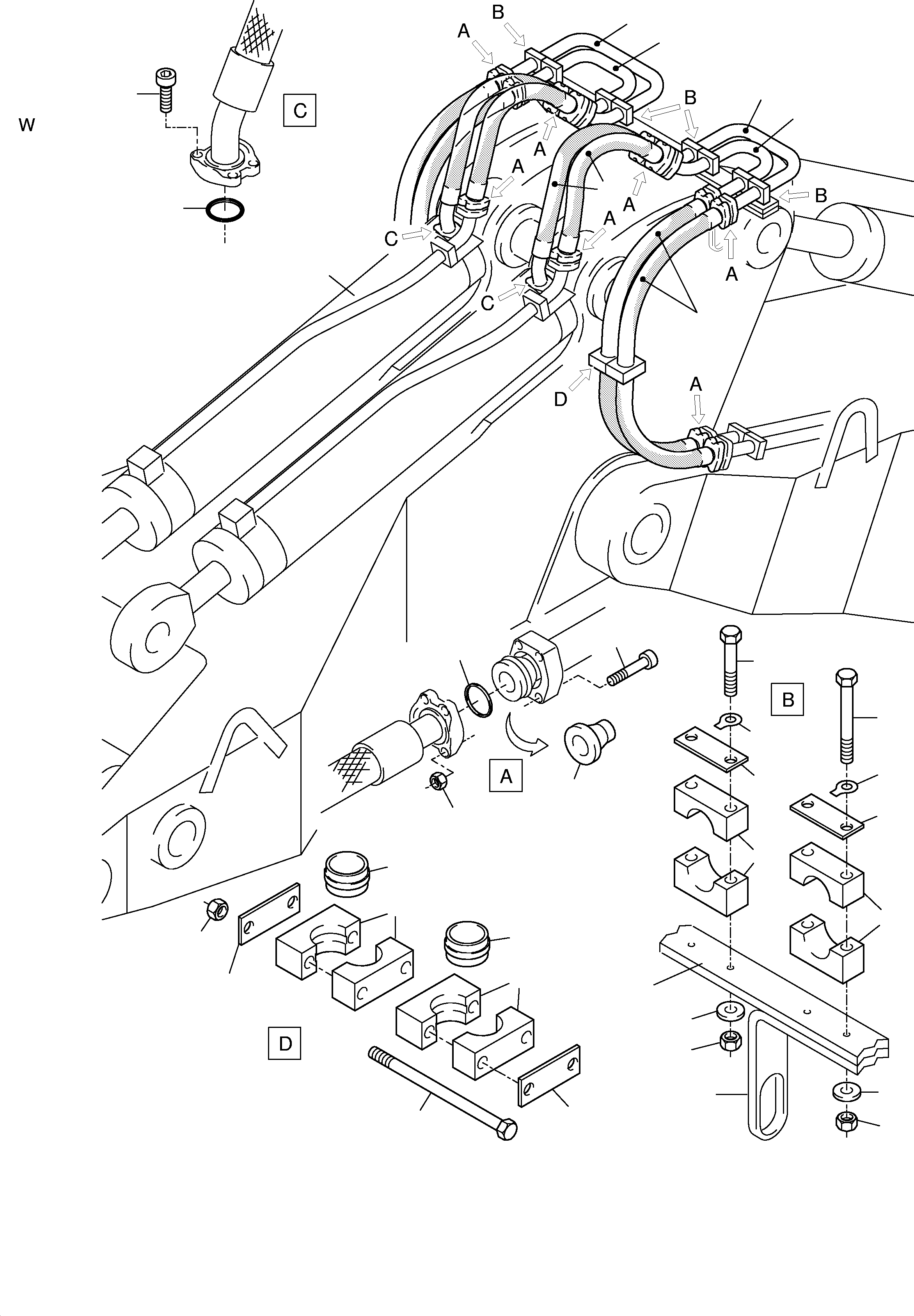 Komatsu parts book diagram for H285S S/N 78129: BACKHOE - STICK
