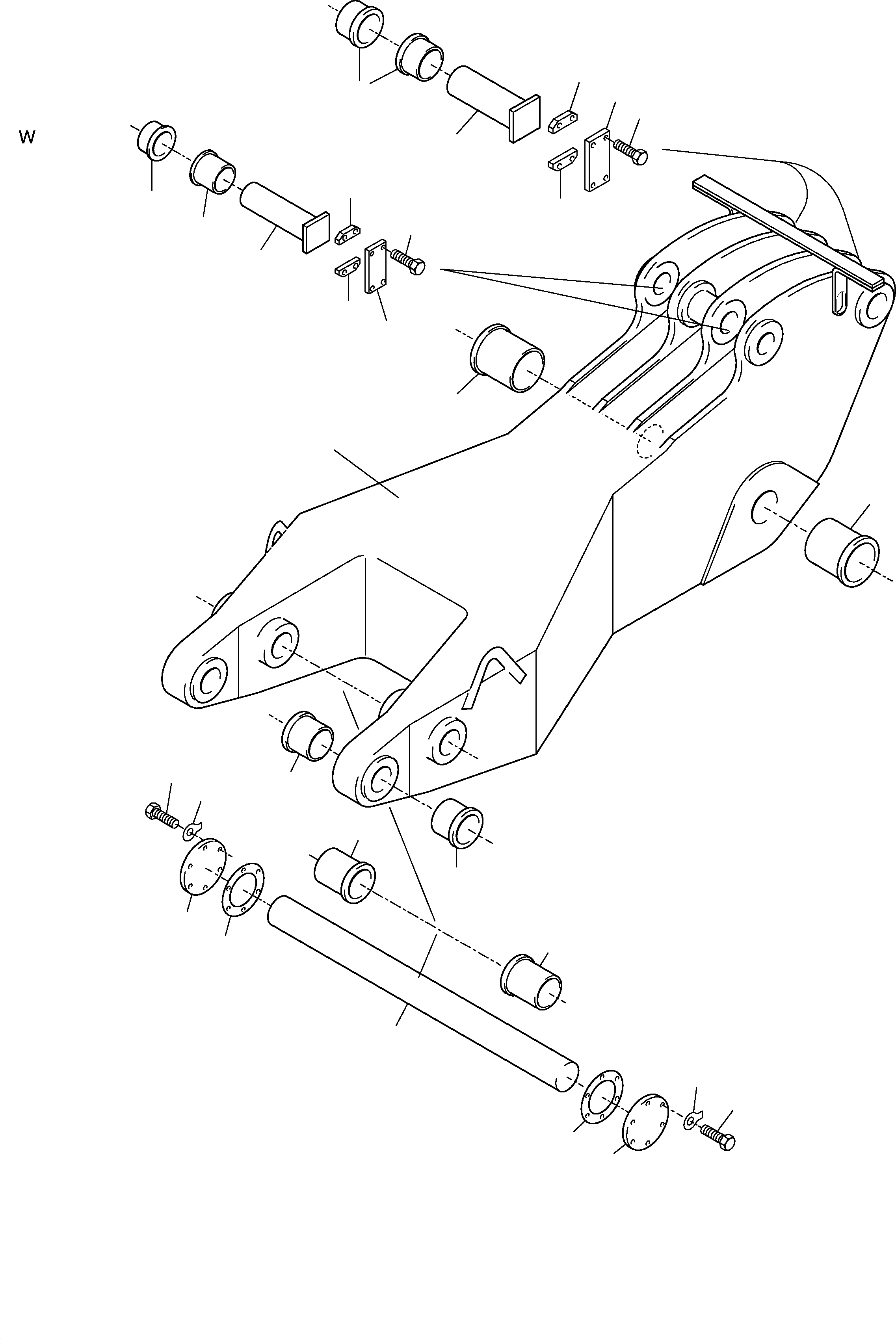 Komatsu parts book diagram for H285S S/N 78129: BACKHOE - STICK